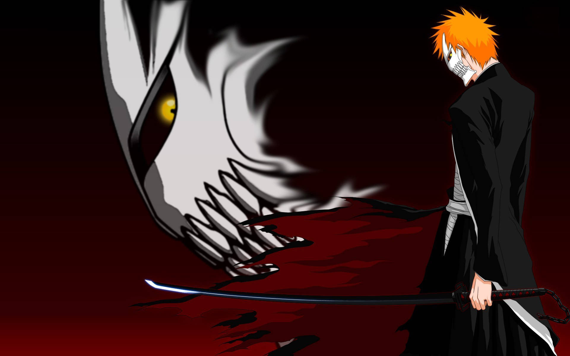 Ichigo Bankai, mask, orange hair, Full HD Desktop Wallpaper