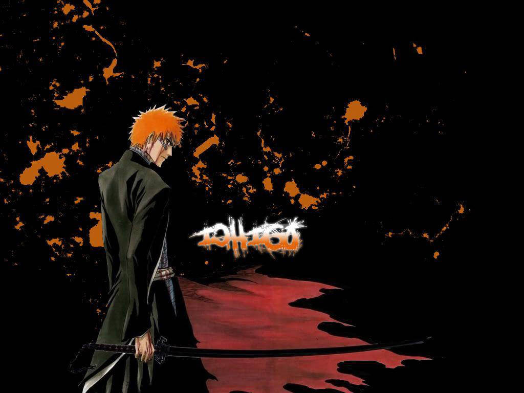 Ichigo Bankai, orange-haired anime warrior, dark coat, SD Desktop Wallpaper