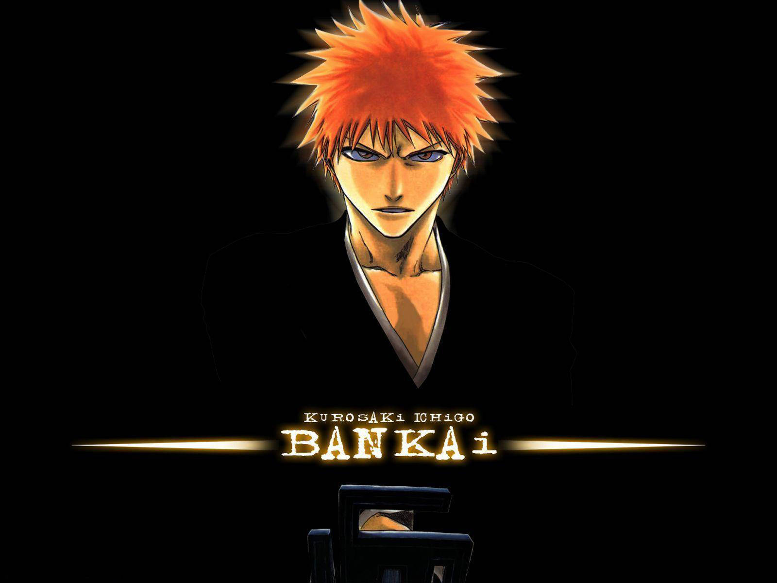 Ichigo Bankai, spiky orange hair, intense blue eyes, HD Desktop Wallpaper