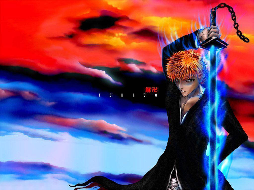Ichigo, Bankai, blue sword, SD Desktop Wallpaper