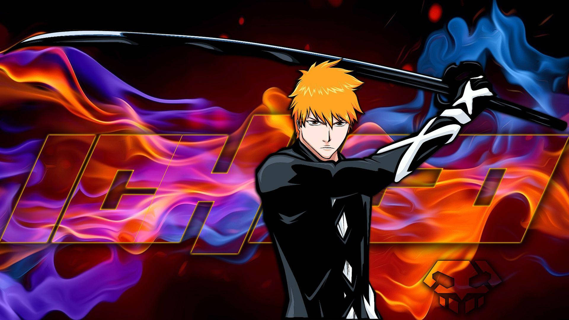 Ichigo Bankai, spiky orange hair, sword, Full HD Desktop Wallpaper