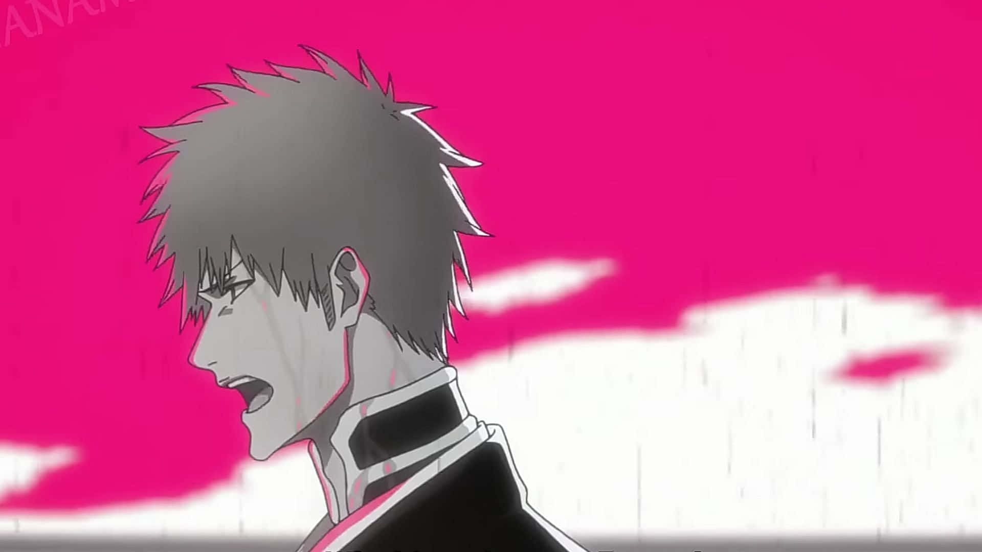 Ichigo, pink sky, white clouds, Full HD Desktop Wallpaper