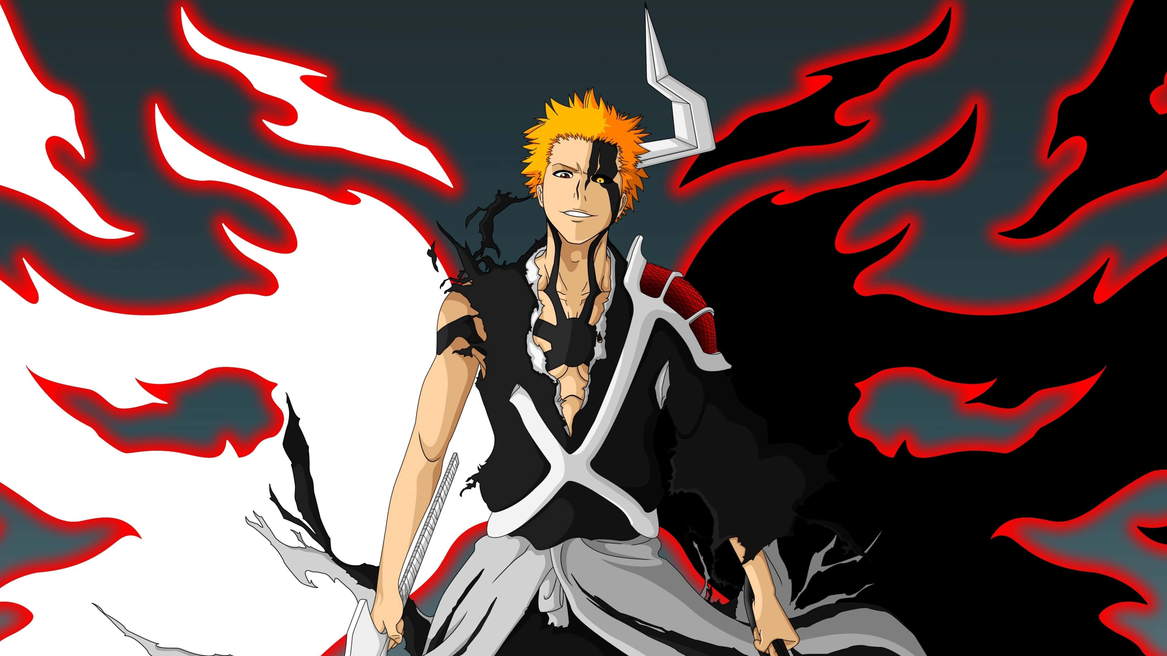 Ichigo, spiky orange hair, black eye, 4K Desktop Wallpaper