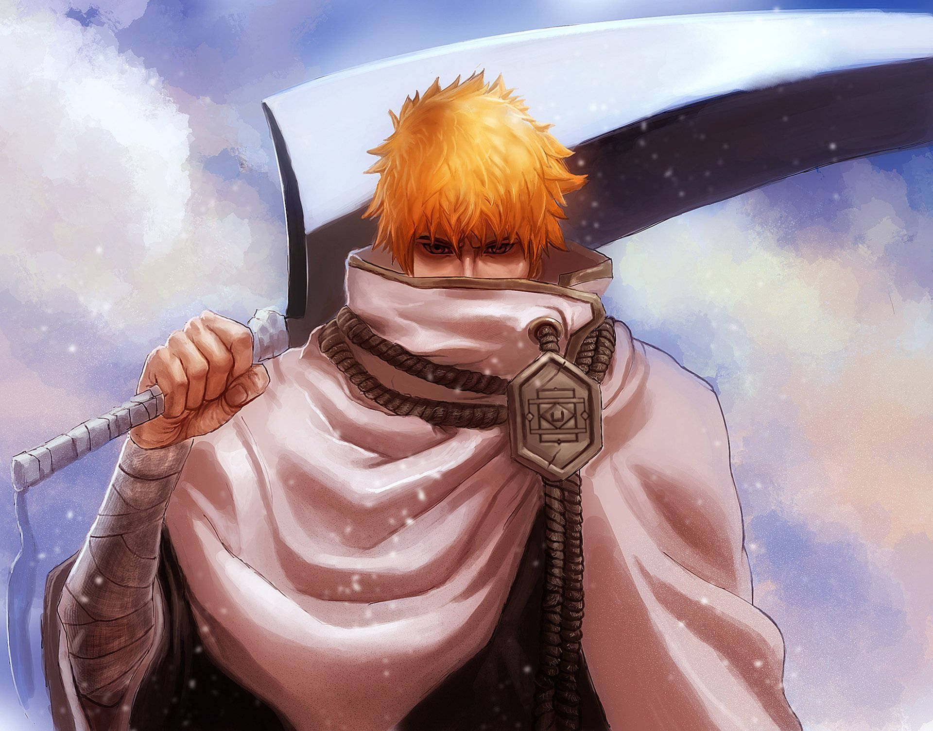 Ichigo Kurosaki, sword, spiky orange hair, Full HD Desktop Wallpaper