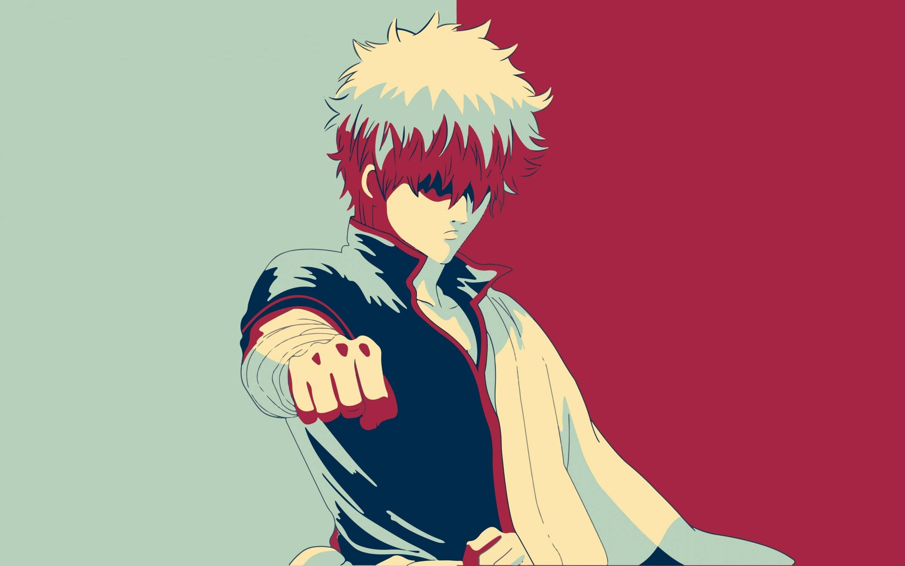 Ichigo Kurosaki, spiky red and white hair, split green and red background, 2K Desktop Wallpaper