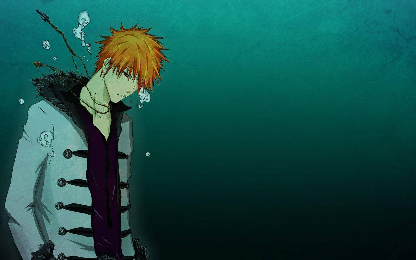 Ichigo, spiky orange hair, white coat, HD Desktop Wallpaper