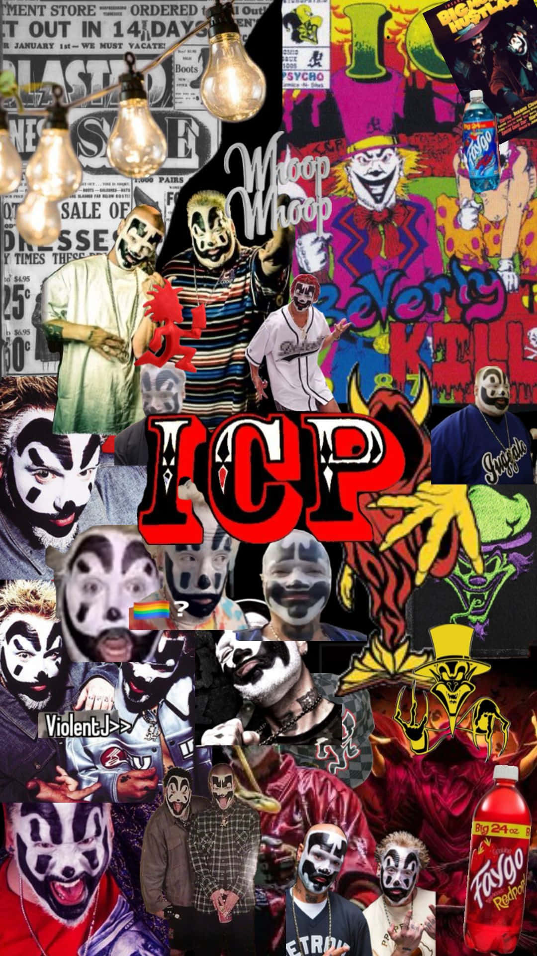 ICP, clown makeup, bold graphics, Full HD Phone Wallpaper