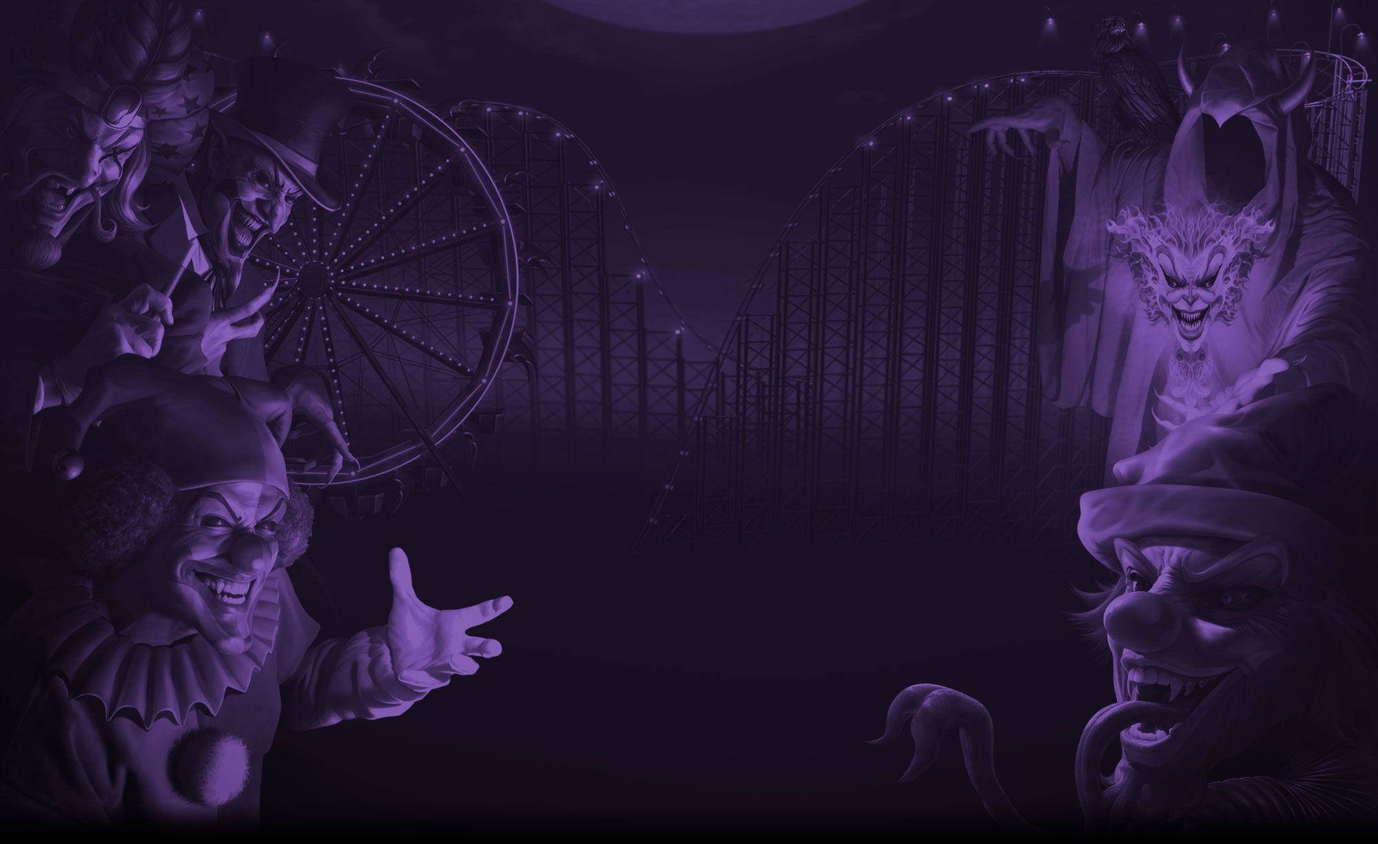 ICP, haunted amusement park, purple moonlit sky, Full HD Desktop Wallpaper