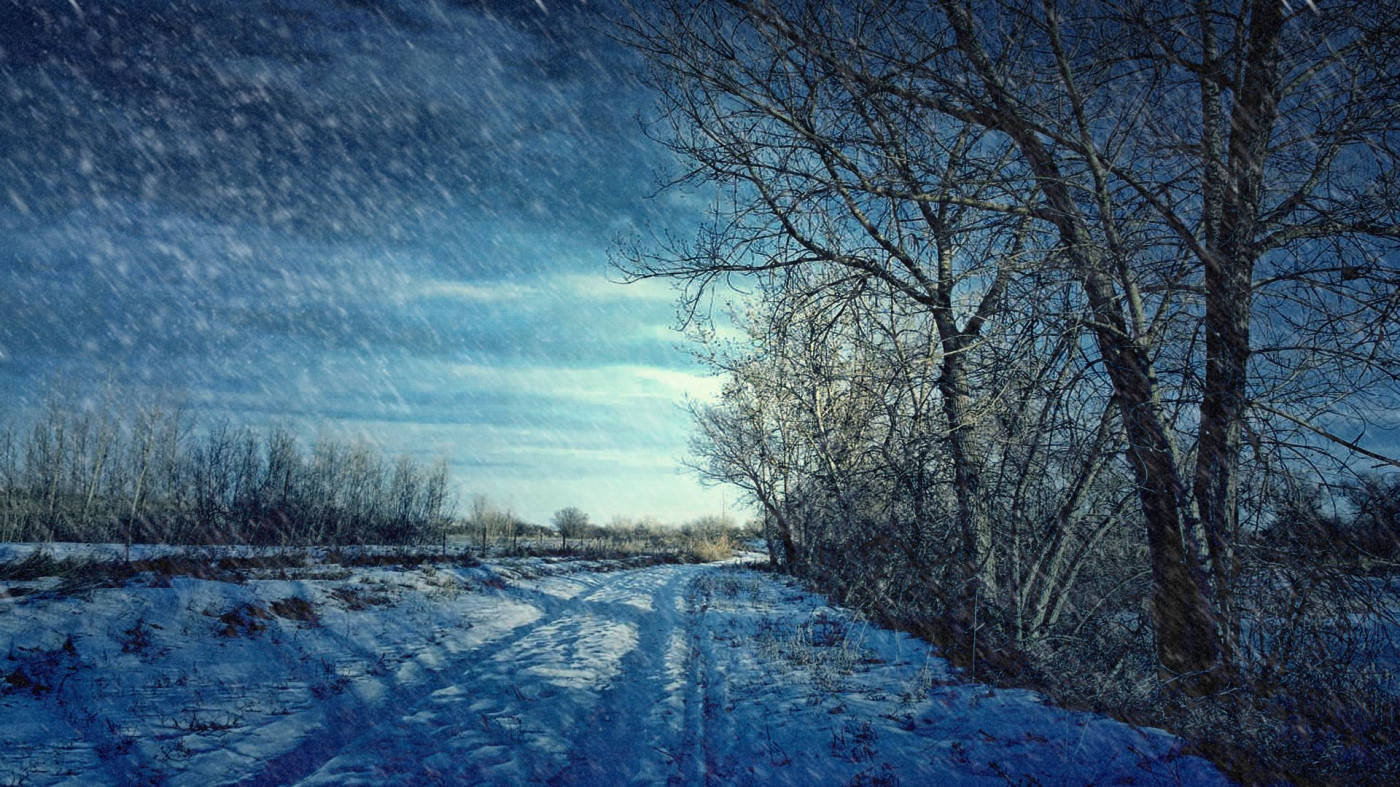 winter scene, frozen road, snow-covered rural road, HD Desktop Wallpaper