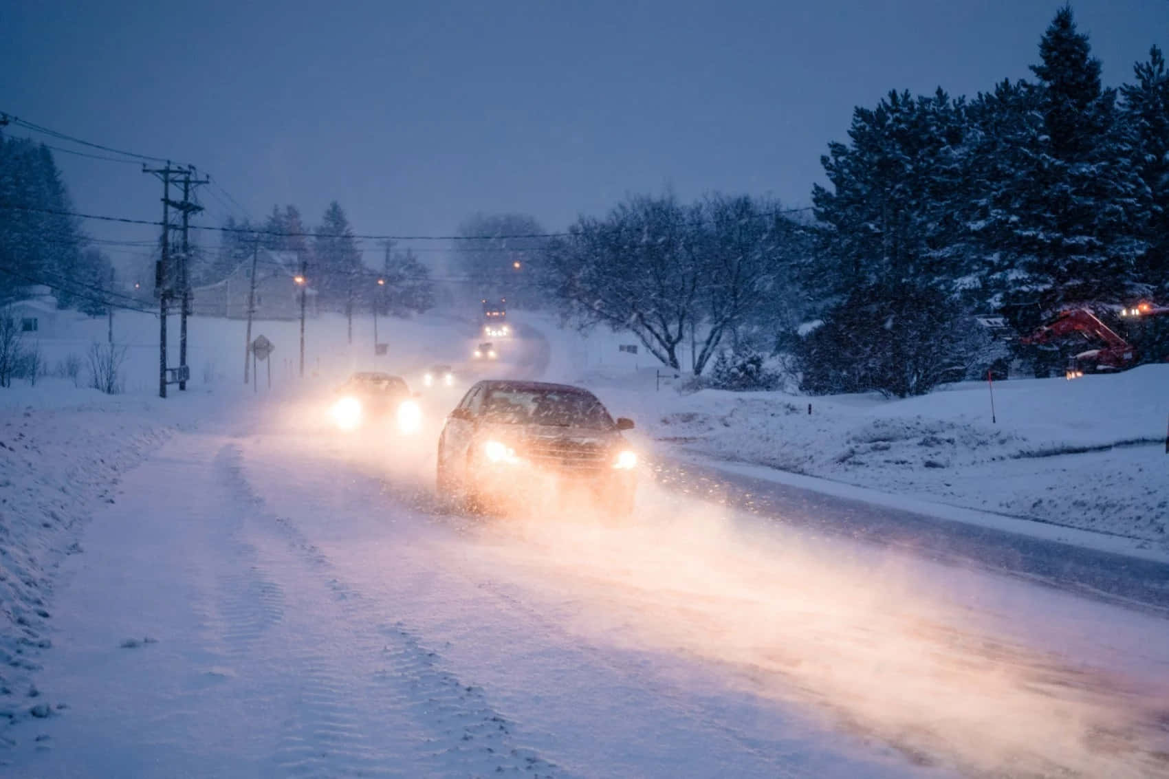 Winter Driving, snowy road, deep snow, HD Desktop Wallpaper