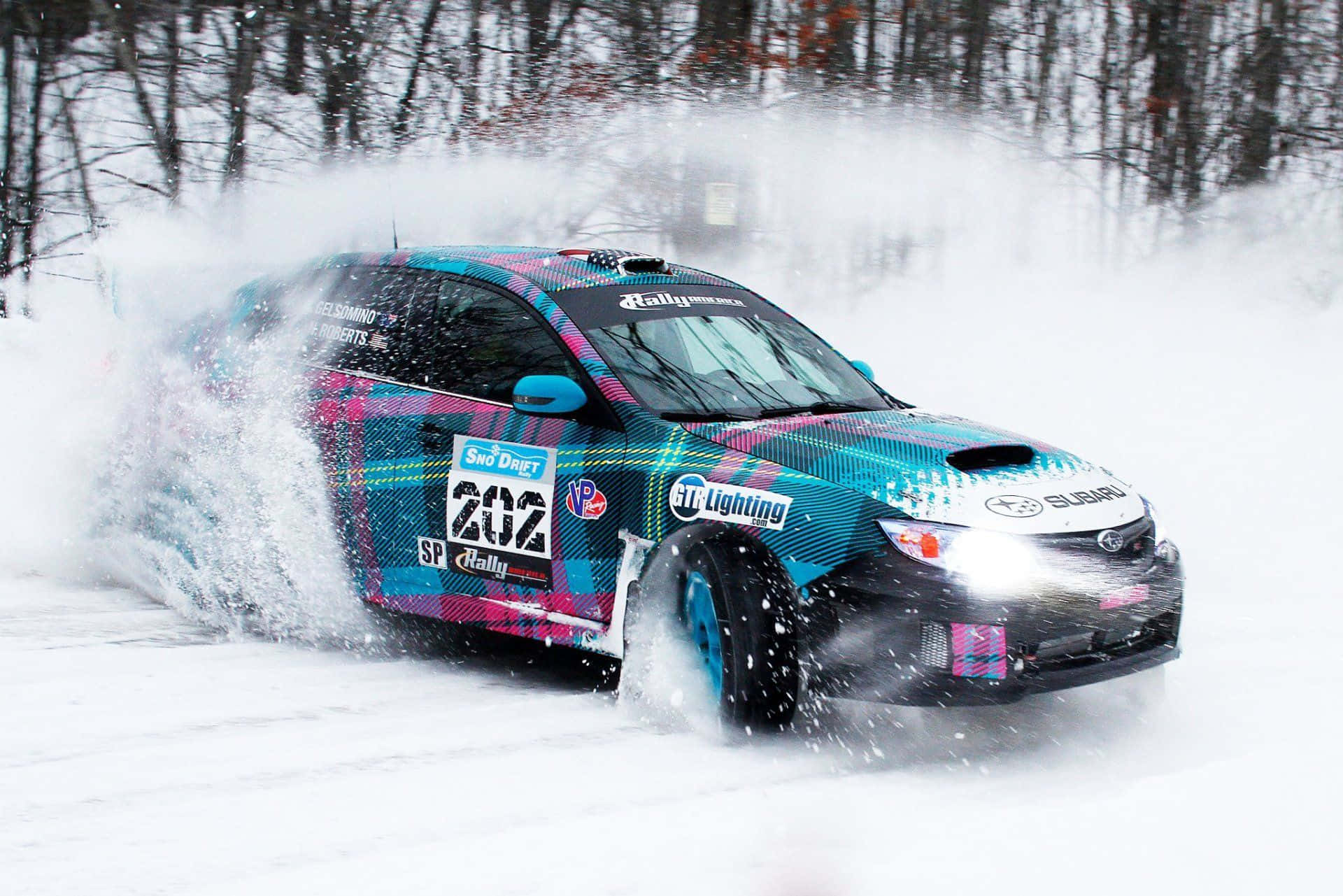 Ice Racing, rally car, vibrant plaid livery, Full HD Desktop Wallpaper