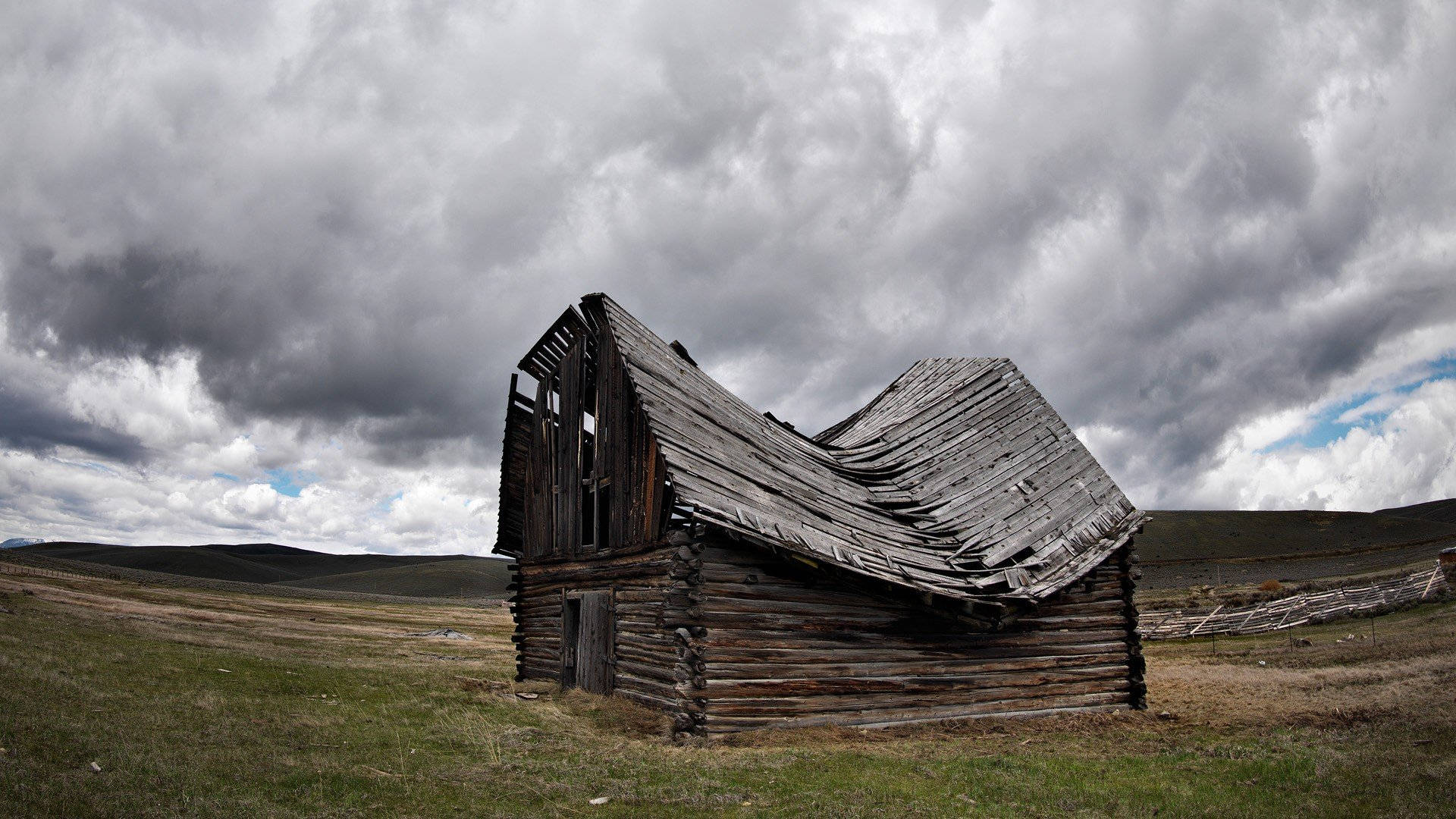 old barn, Idaho, grassy field, Full HD Desktop Wallpaper