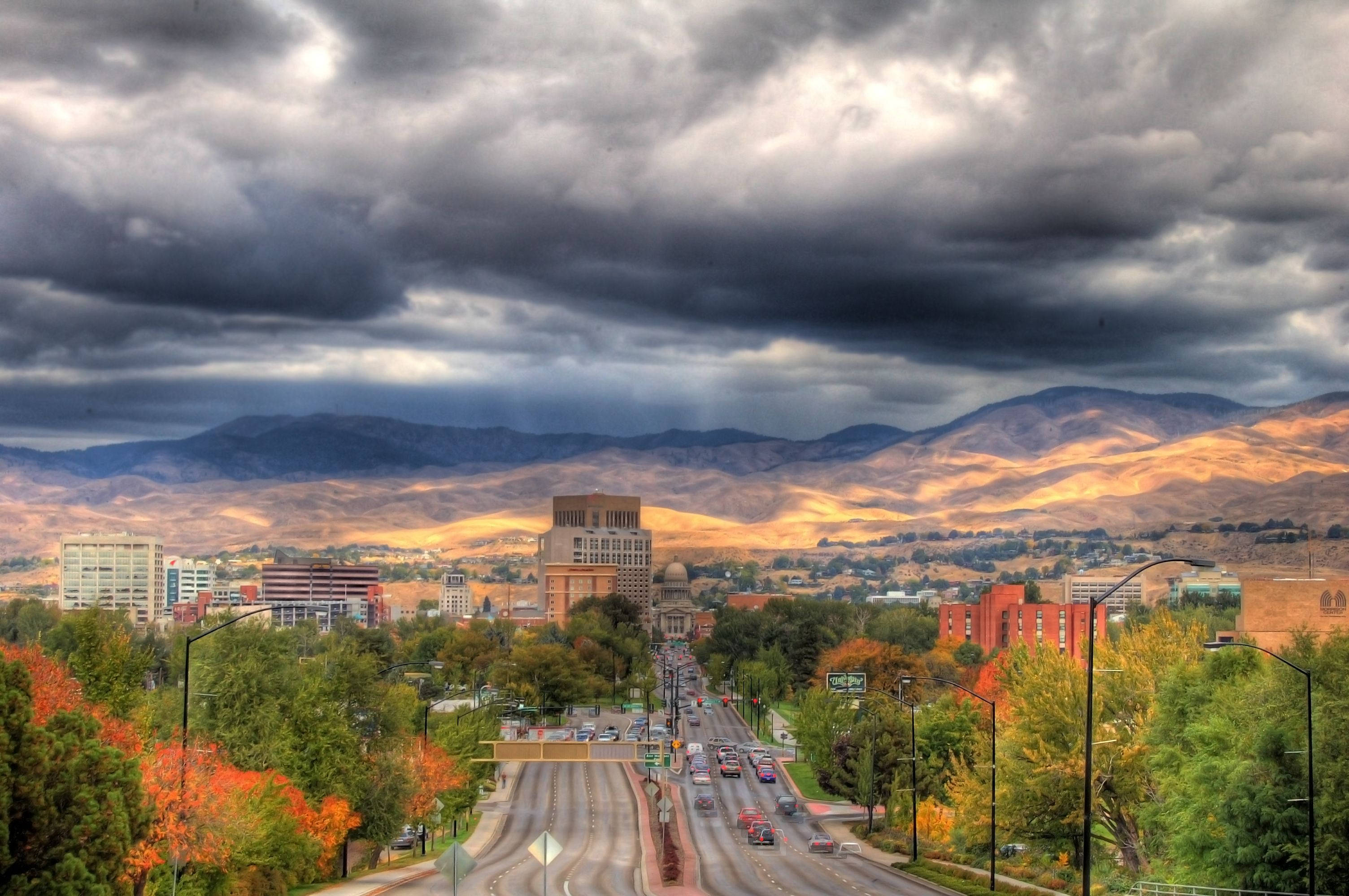 Idaho, skyline, dark cloudy sky, 2K Desktop Wallpaper