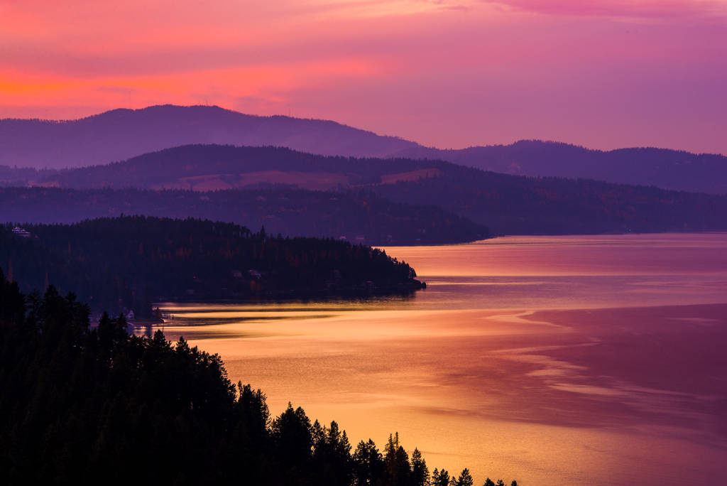 kaleidoscopic lake, Idaho, sunset, SD Desktop Wallpaper