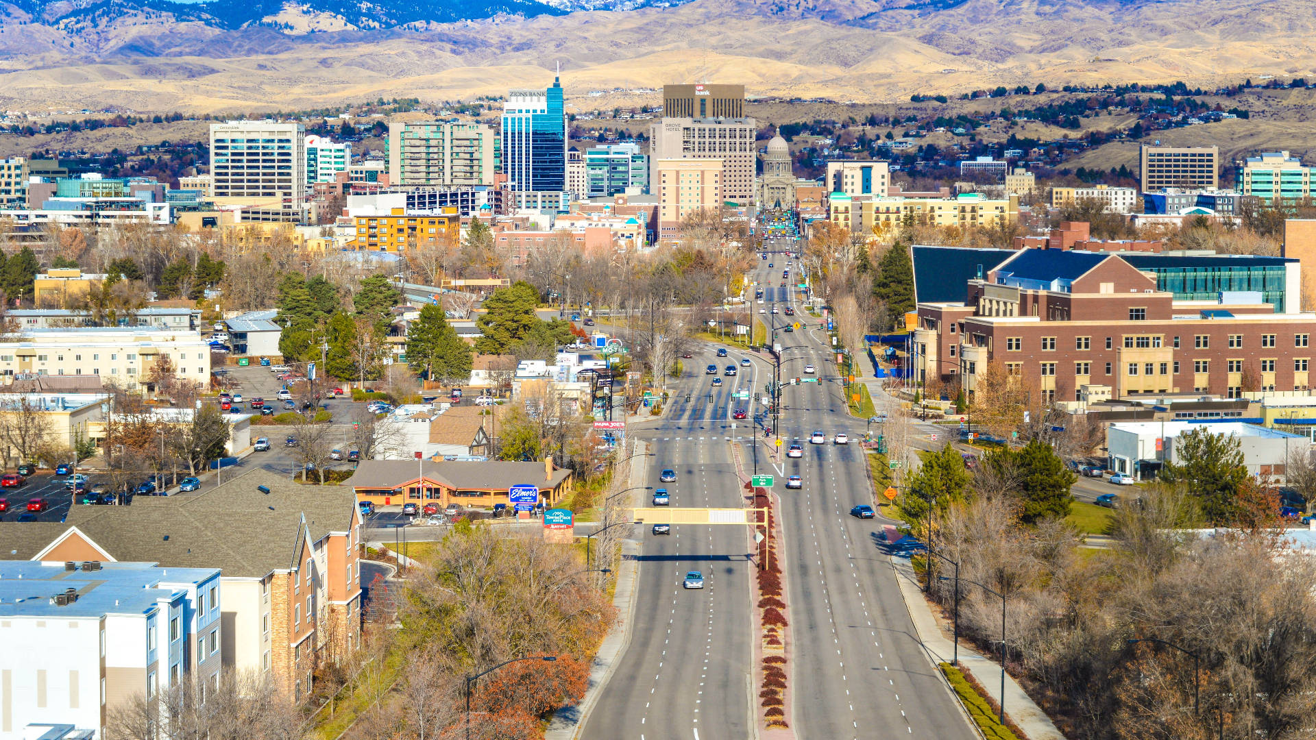 Idaho, cityscape, wide highway, Full HD Desktop Wallpaper