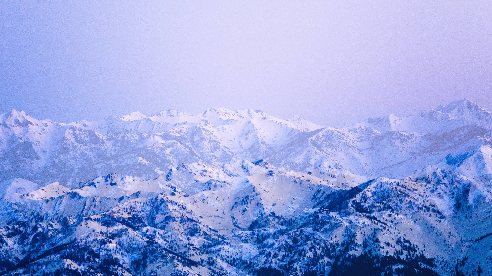 Idaho, snowcapped mountain peaks, soft lavender sky, Full HD Desktop Wallpaper