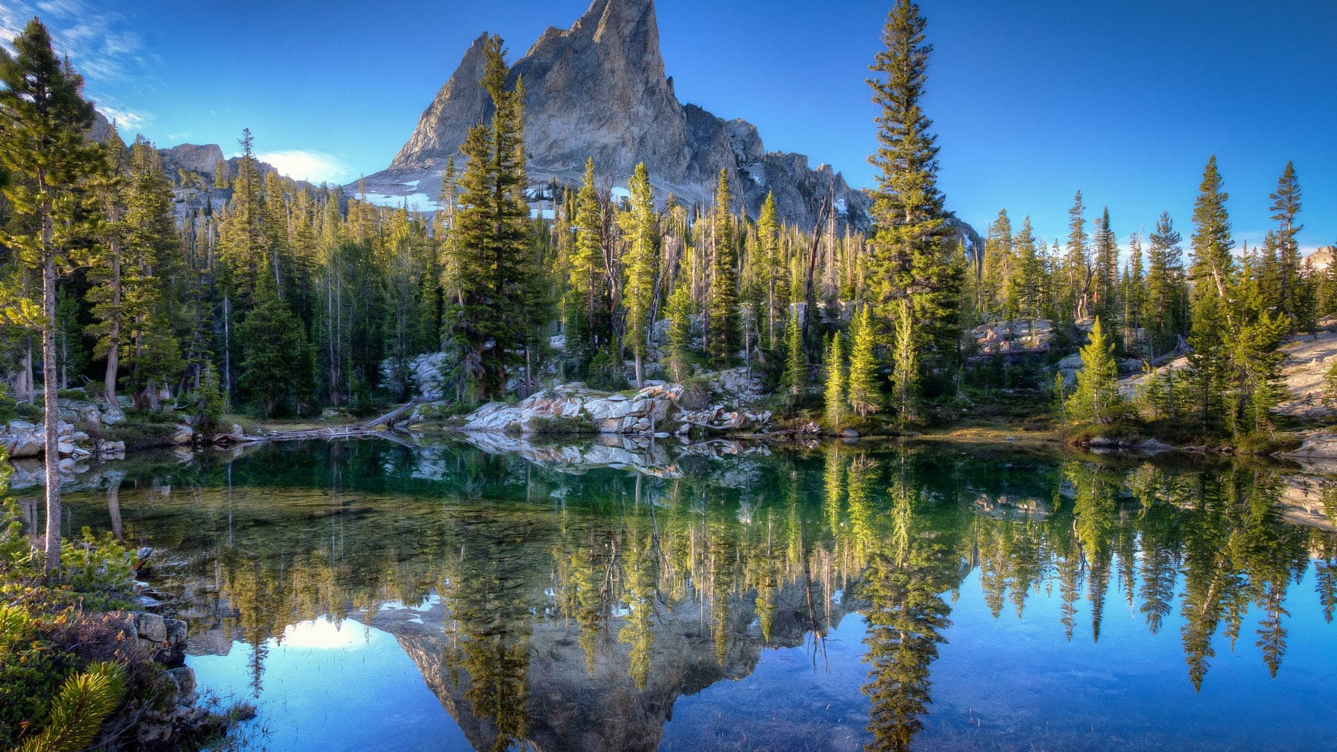 Idaho, alpine lake, jagged peaks, Full HD Desktop Wallpaper