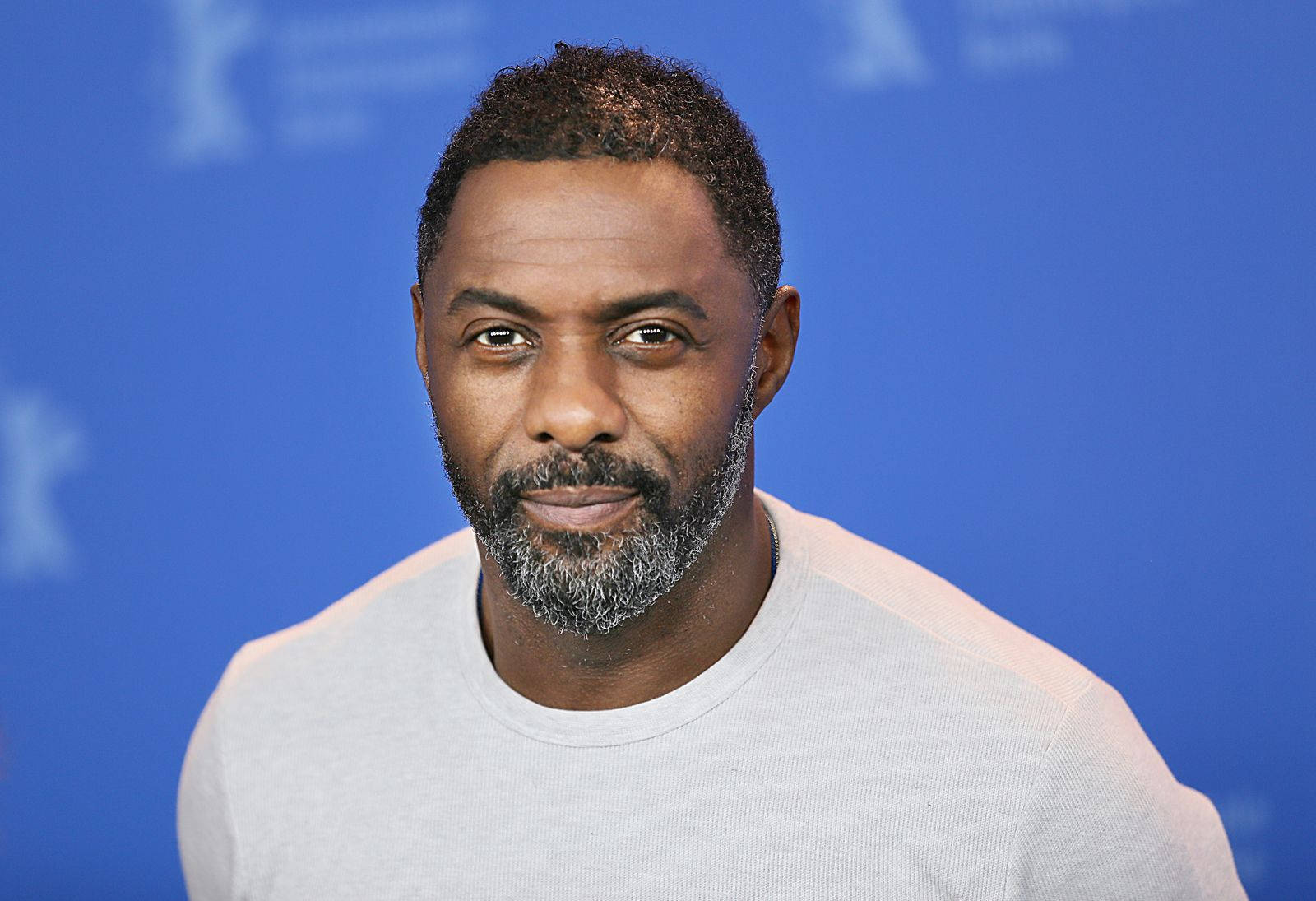 Idris Elba, blue backdrop, graying beard, HD Desktop Wallpaper