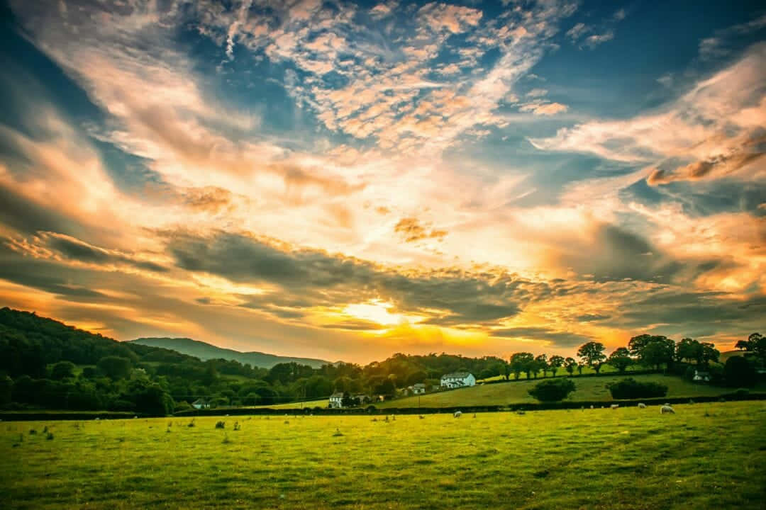 Idyllic, sunset, clouds, SD Desktop Wallpaper