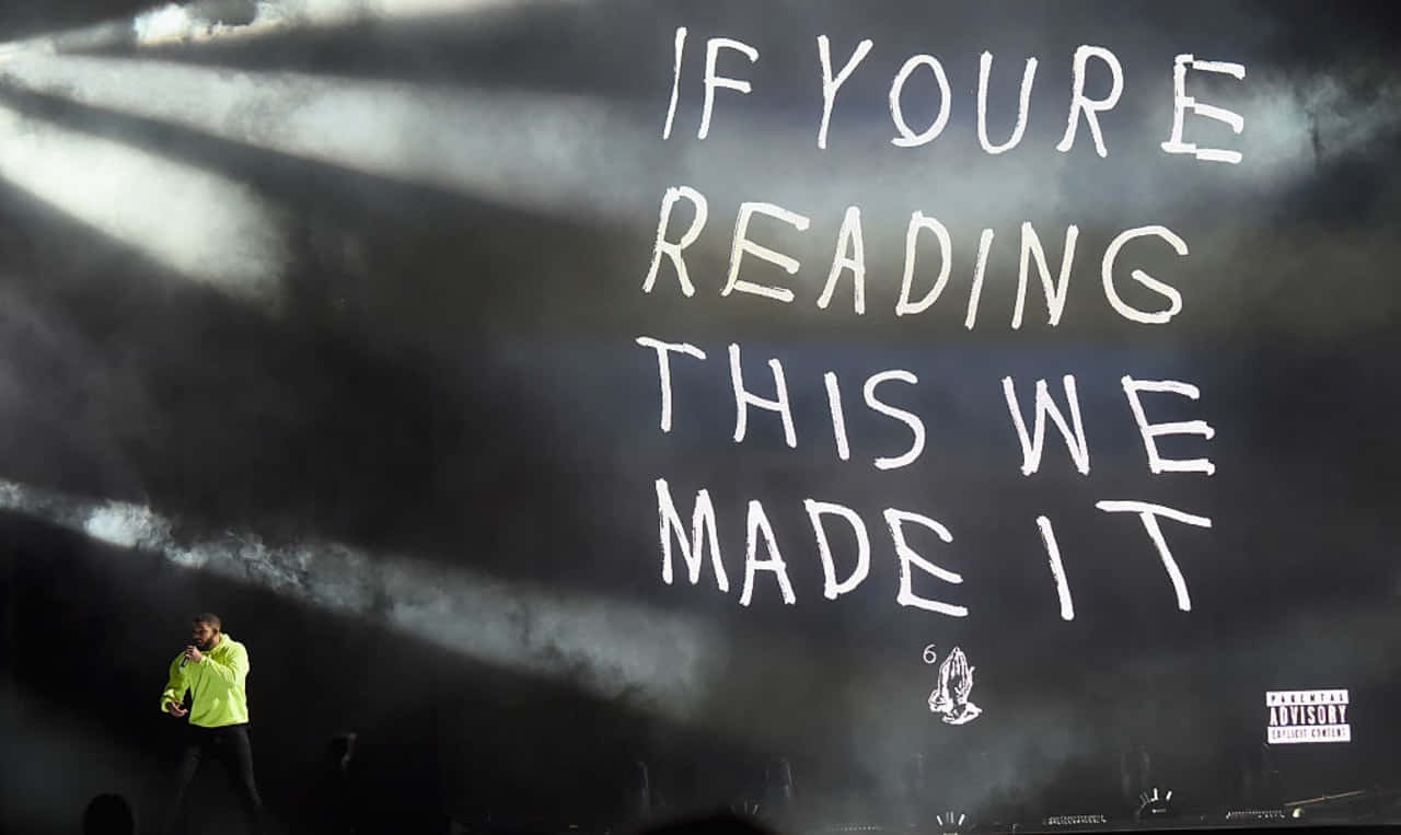 IF YOU'RE READING THIS WE MADE IT, bright yellow jacket, dark stage, HD Desktop Wallpaper
