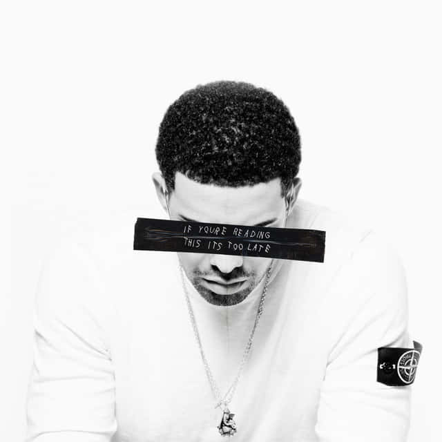 black and white portrait, man, black banner, SD Desktop Wallpaper