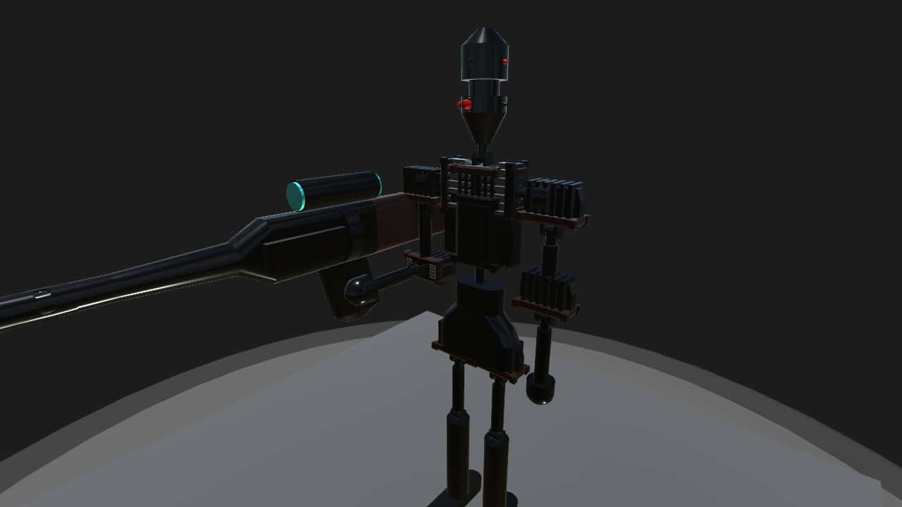Ig-88, sleek black sniper rifle, glowing teal scope, HD Desktop Wallpaper