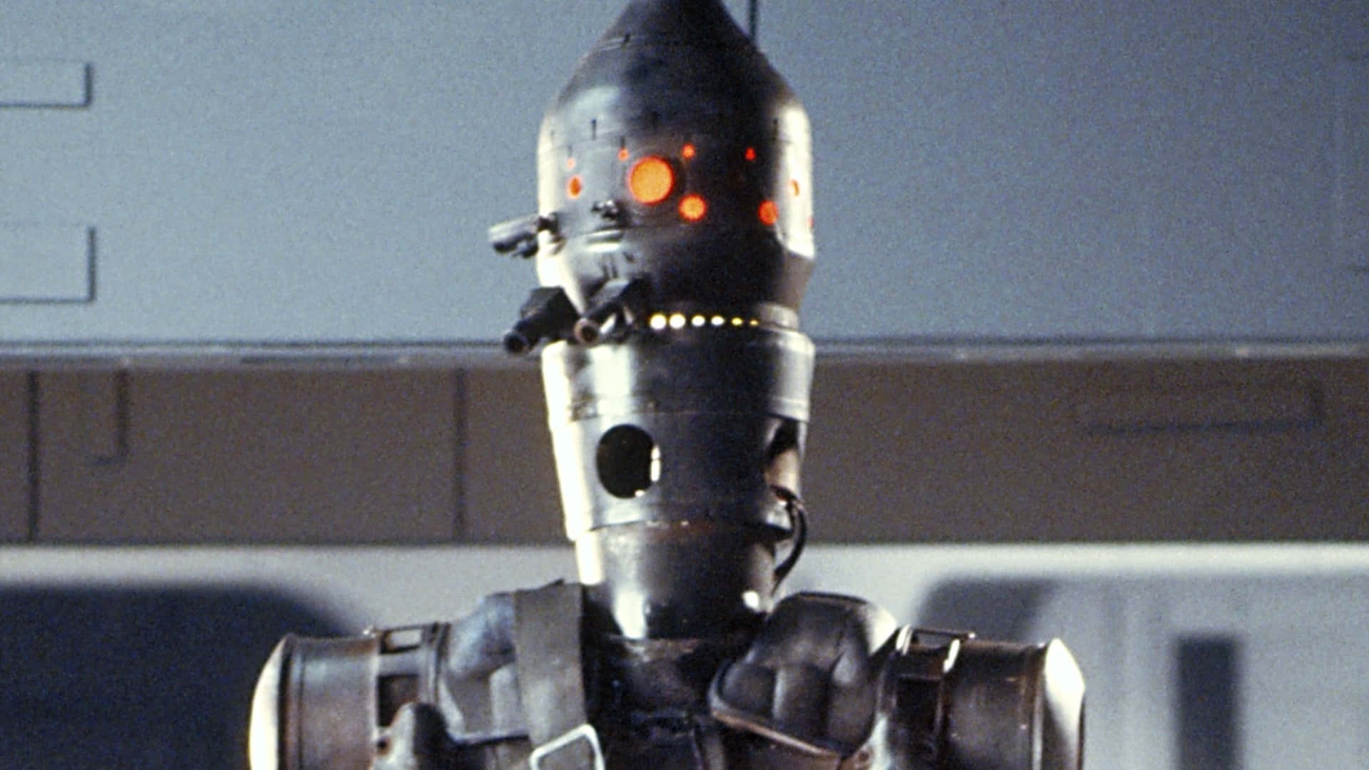 IG-88, black droid, glowing orange eyes, Full HD Desktop Wallpaper