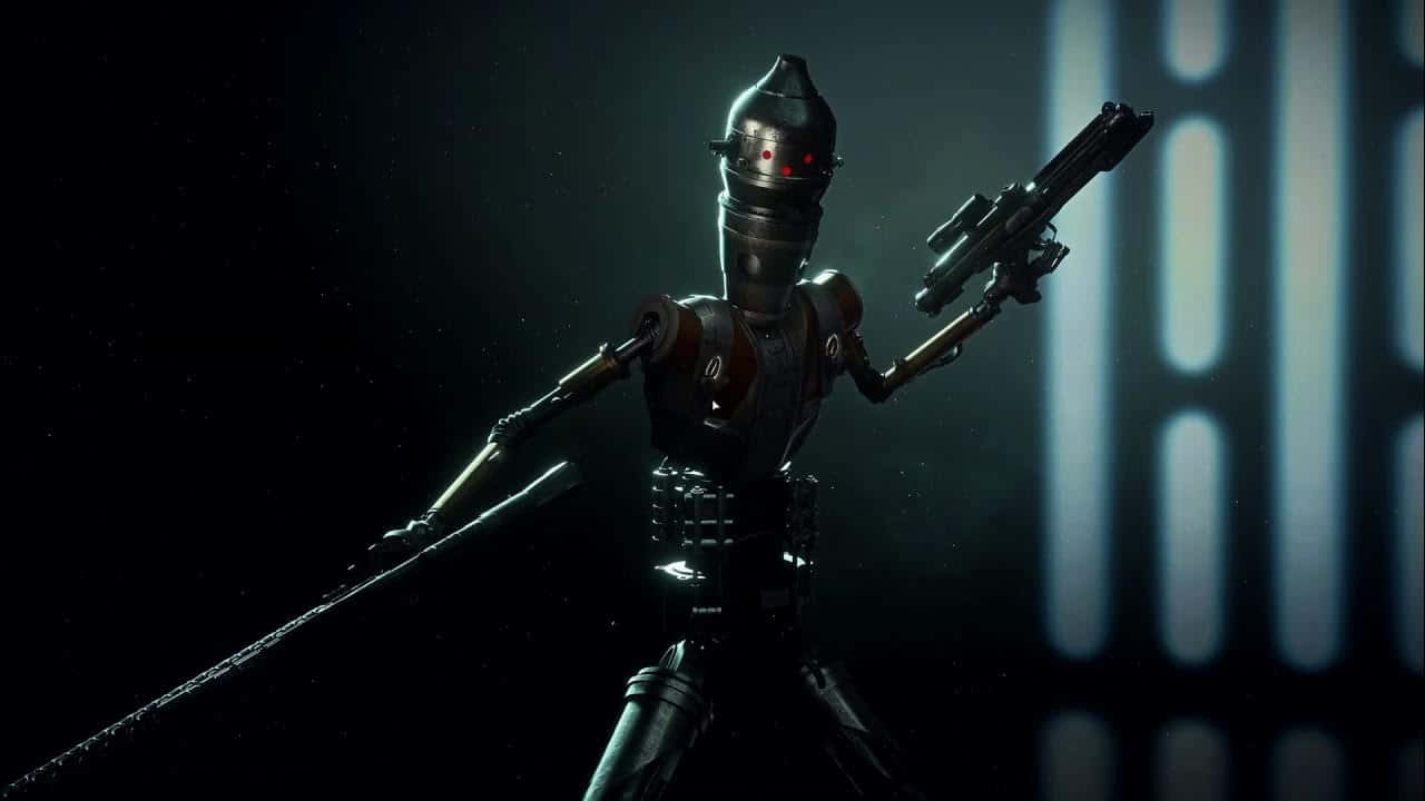 IG-88, glowing red eyes, blaster, HD Desktop Wallpaper