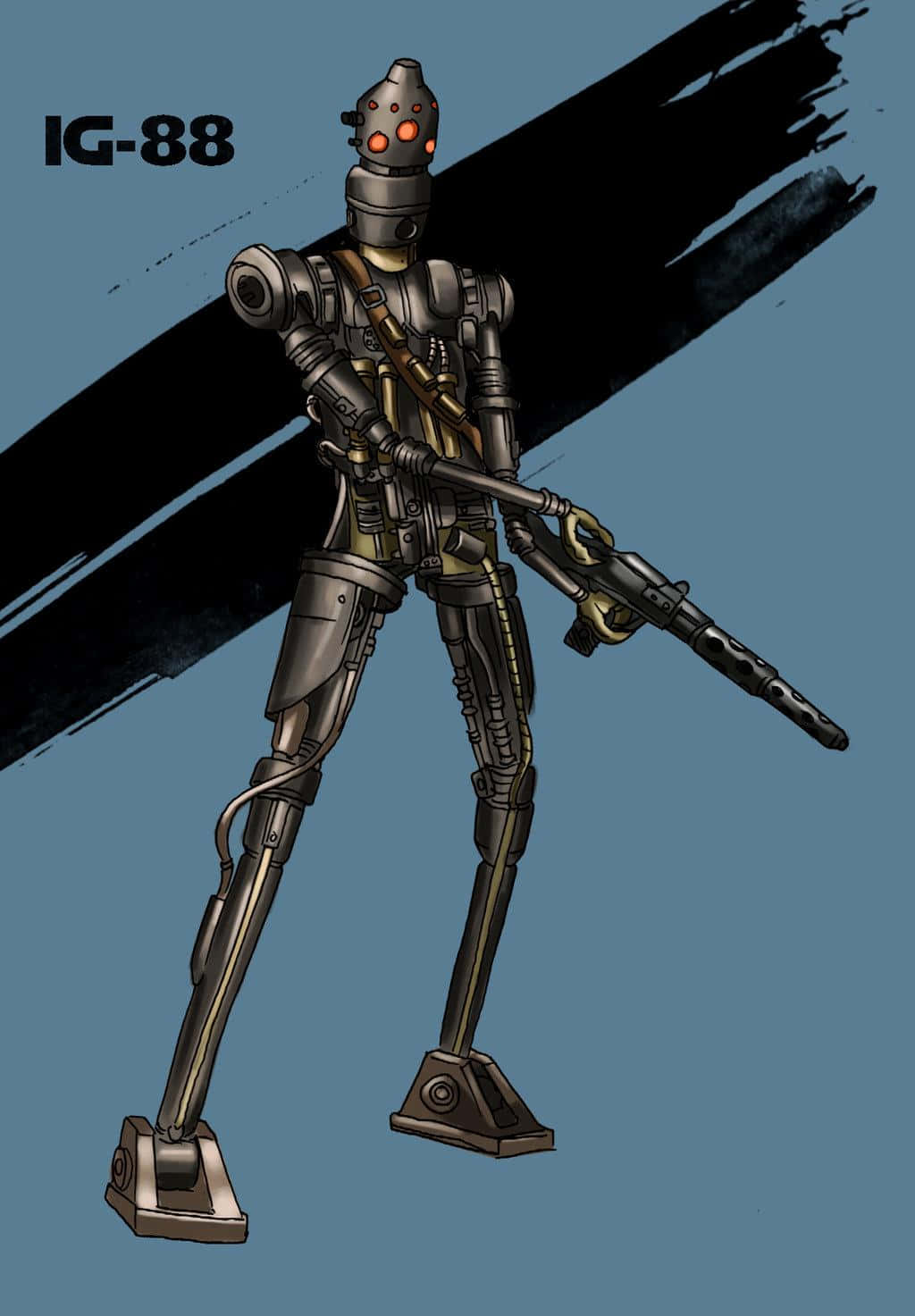 Ig-88, blaster rifle, stark blue background, HD Phone Wallpaper