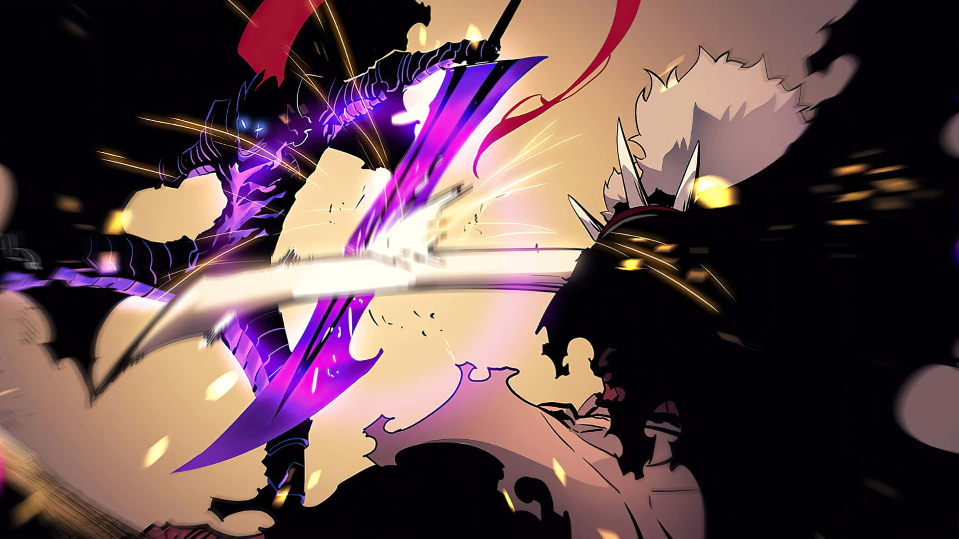 Igris, ultimate skill animation, purple energy, Full HD Desktop Wallpaper