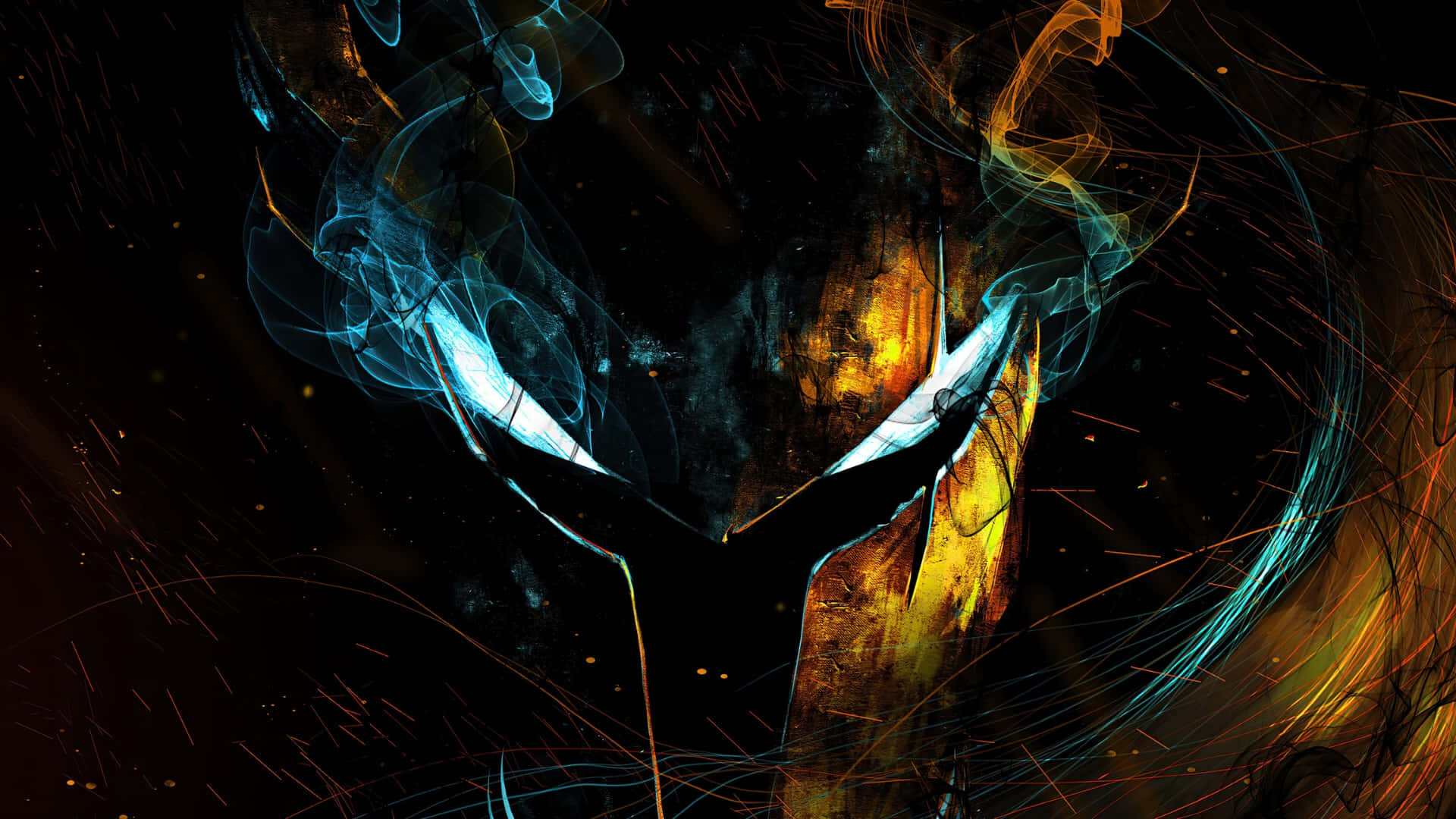 Igris, dark fantasy warrior, blue and orange energy, Full HD Desktop Wallpaper