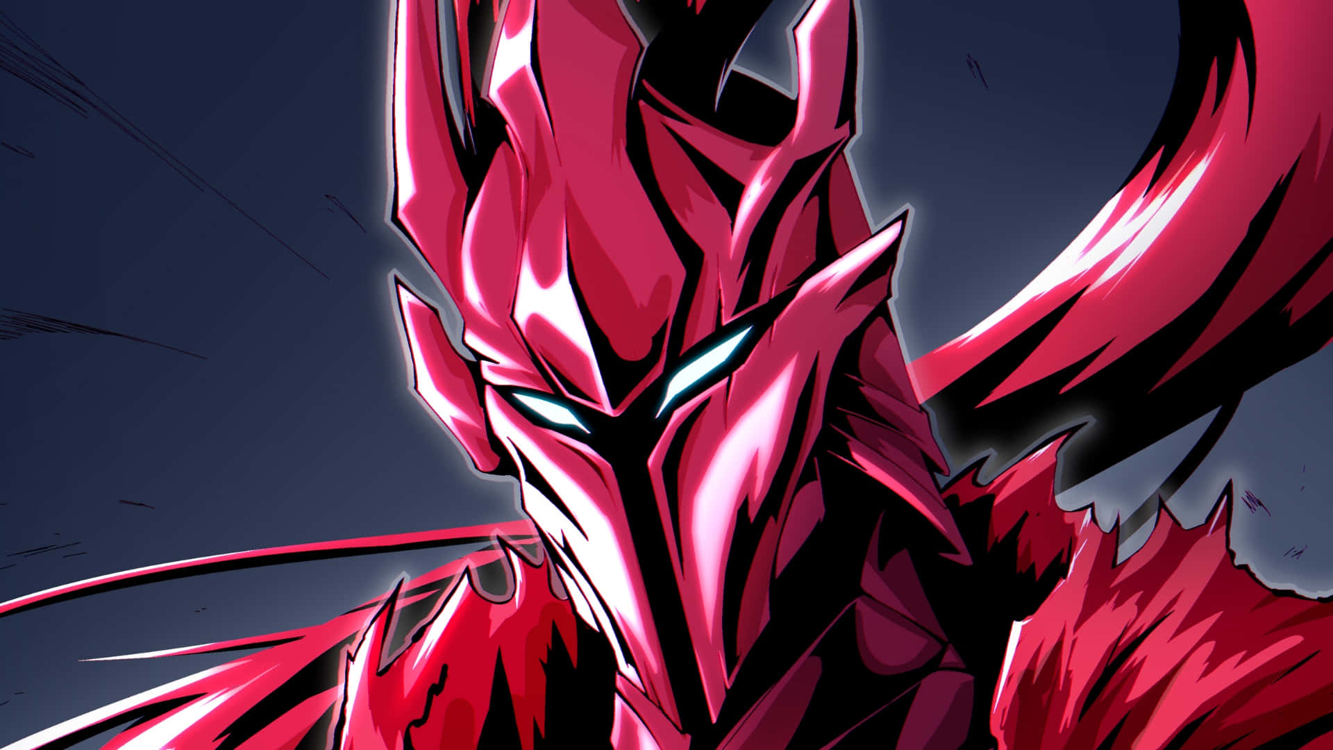 Igris, Red Armor Warrior, glowing white eyes, Full HD Desktop Wallpaper