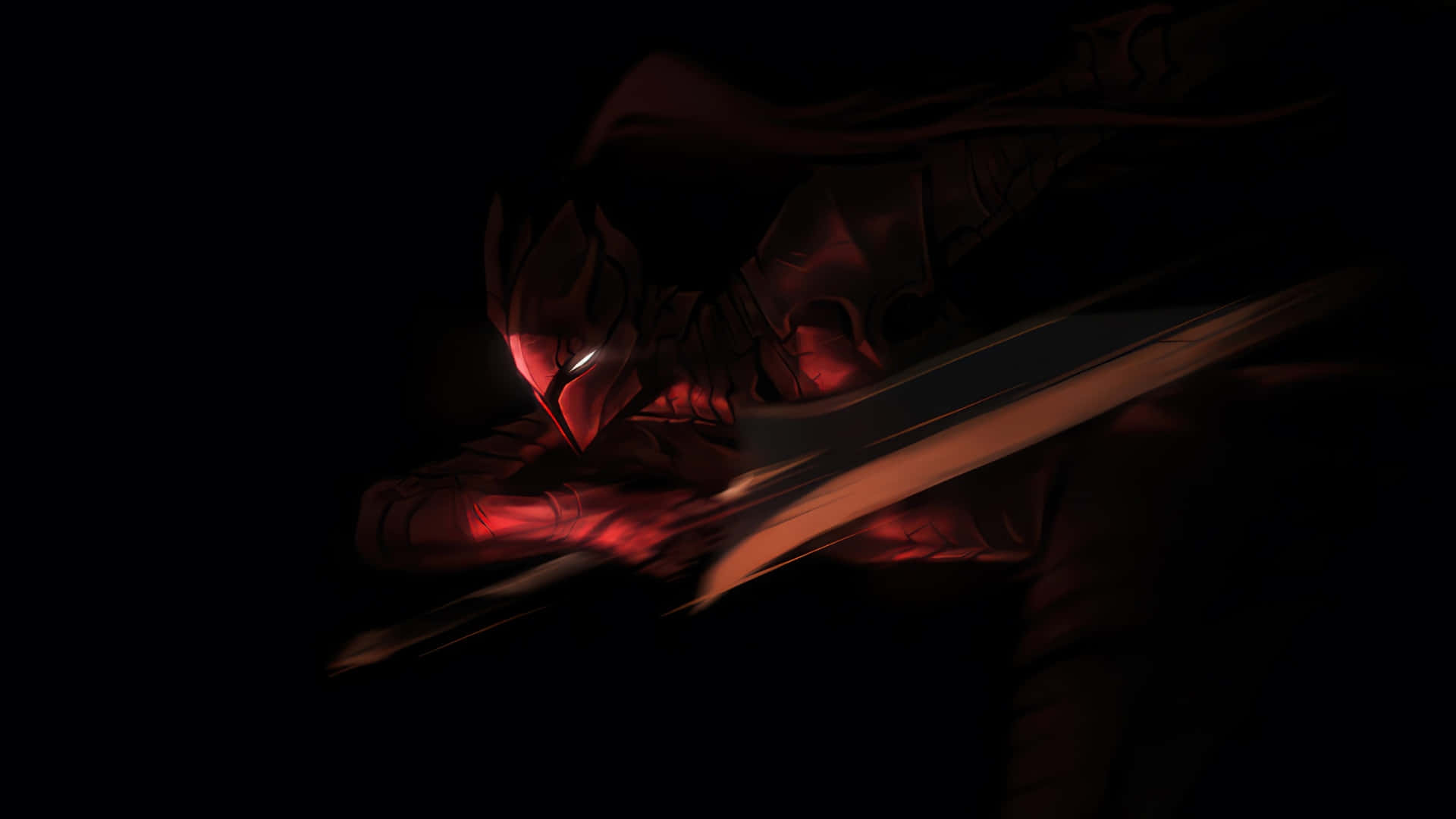 Igris, Dark Warrior, red armor, Full HD Desktop Wallpaper