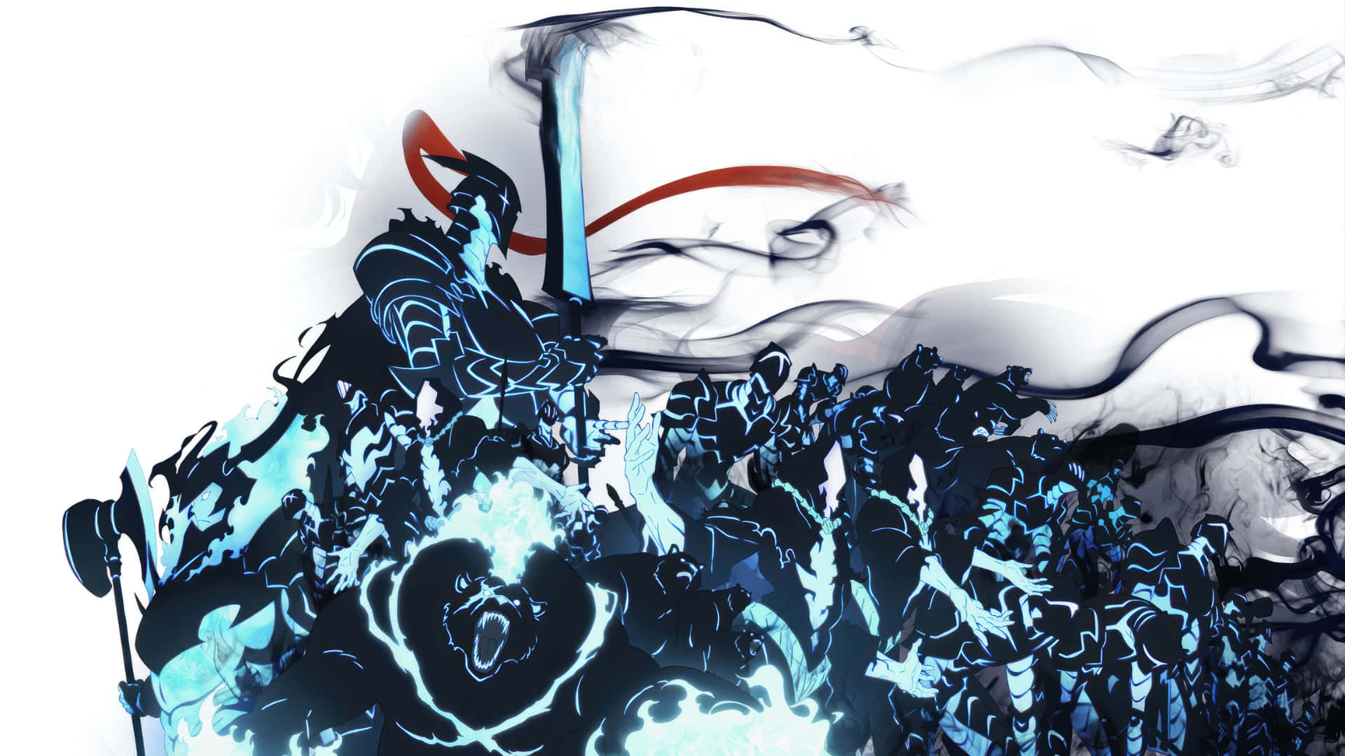 Igris, black armor, glowing blue sword, Full HD Desktop Wallpaper