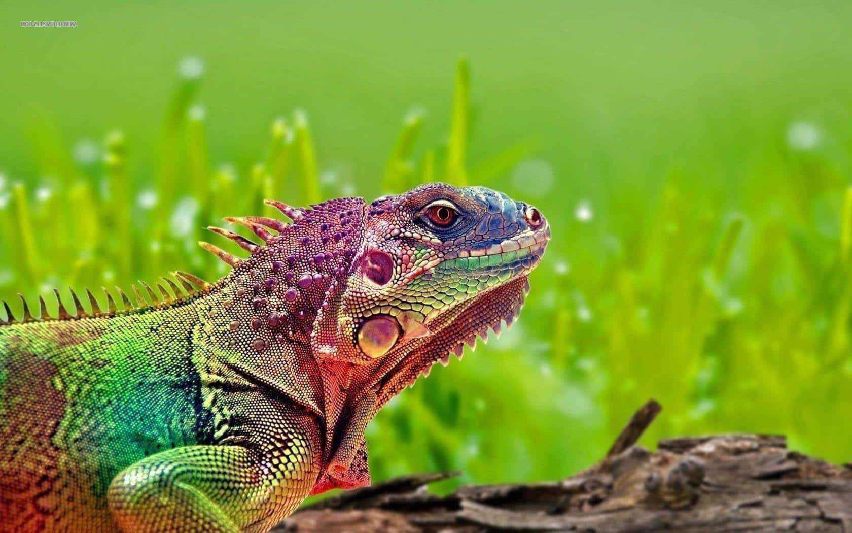 colorful iguana, purple accents, red accents, HD Desktop Wallpaper