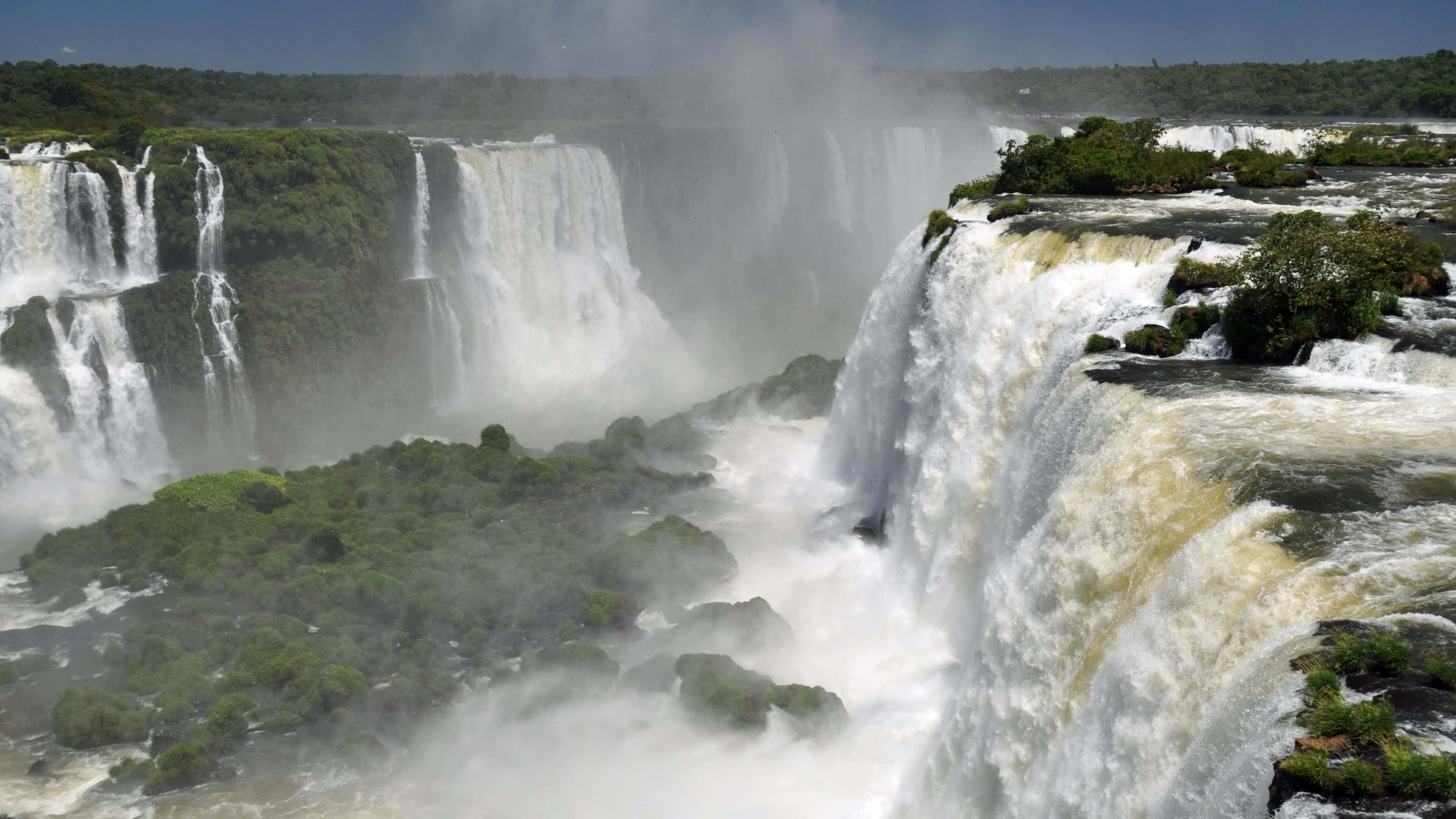 Iguazu Falls, eco tourism, misty pools, 4K Desktop Wallpaper