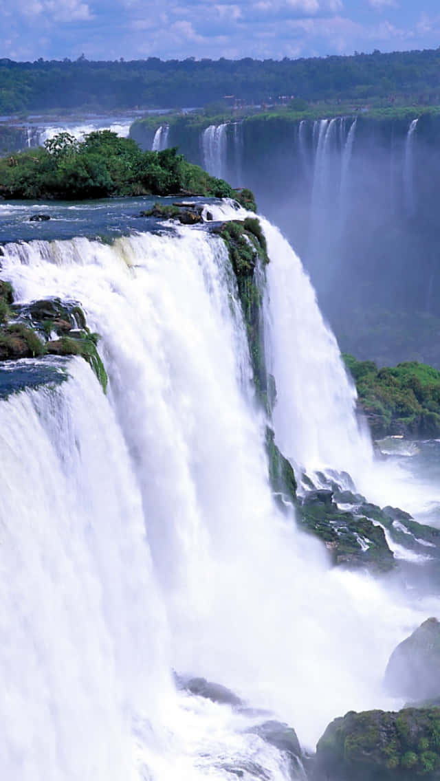 Iguazu Falls, high peak, lush green cliffs, SD Phone Wallpaper