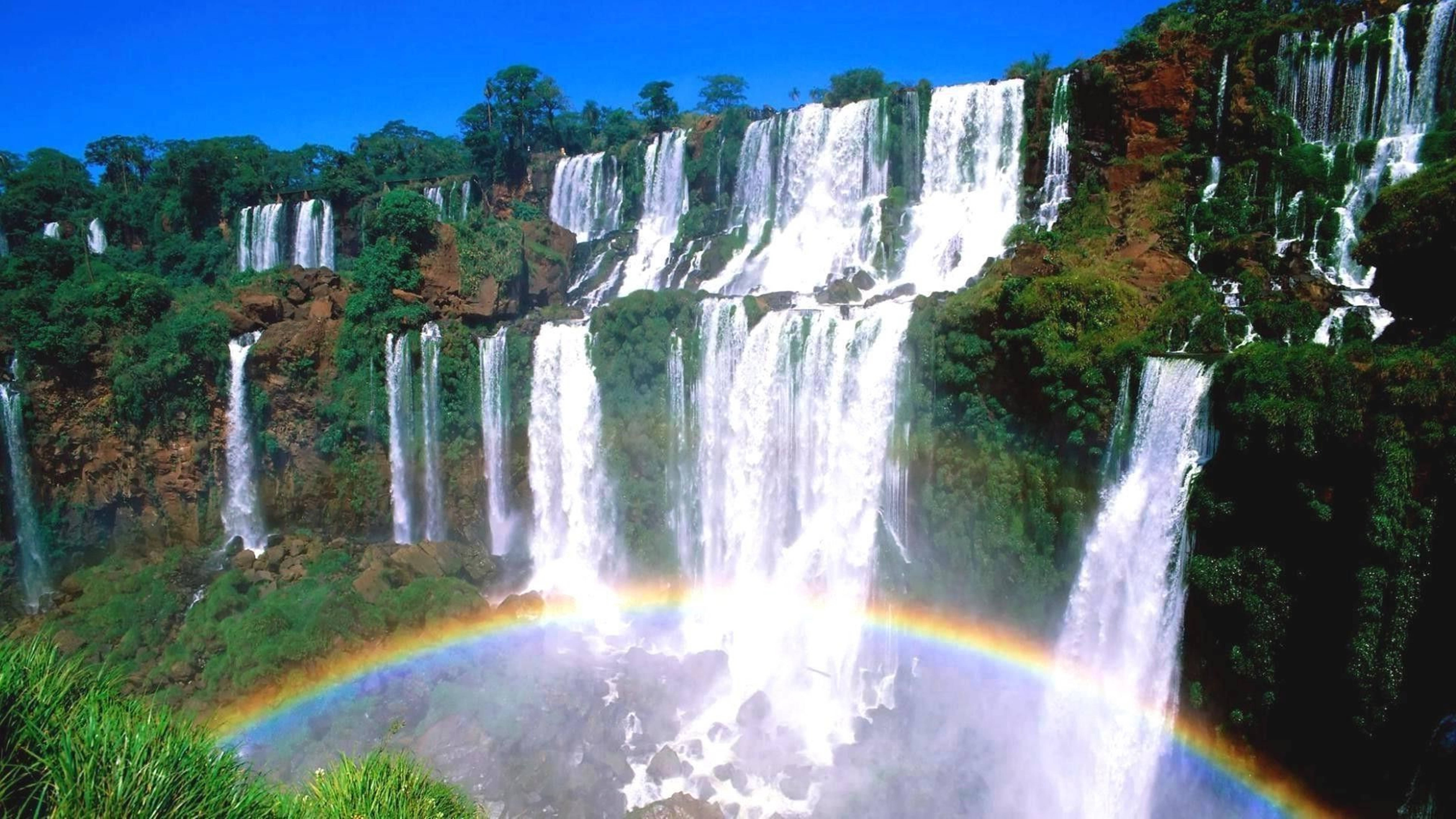 Iguazu Falls, HD waterfall, lush green cliffs, 5K Desktop Wallpaper