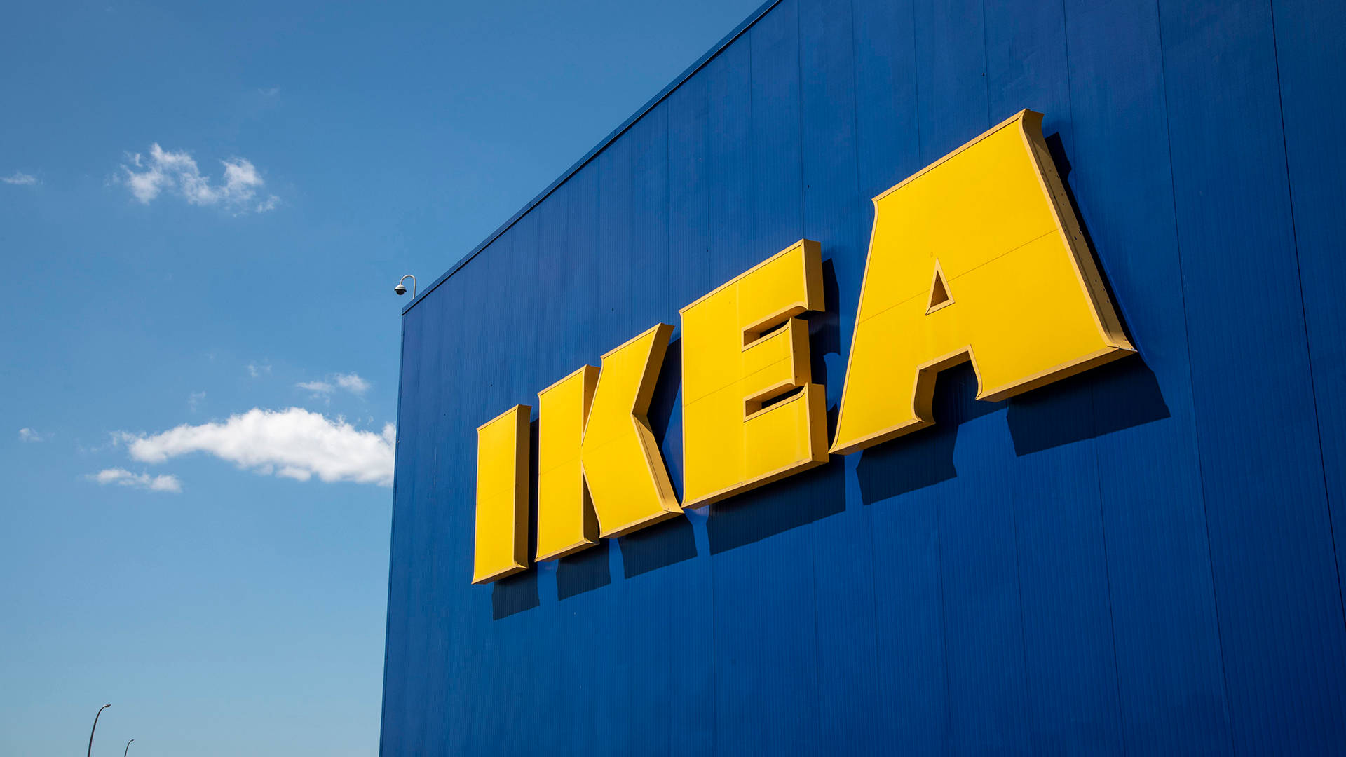IKEA, yellow letters, vibrant blue store facade, Full HD Desktop Wallpaper
