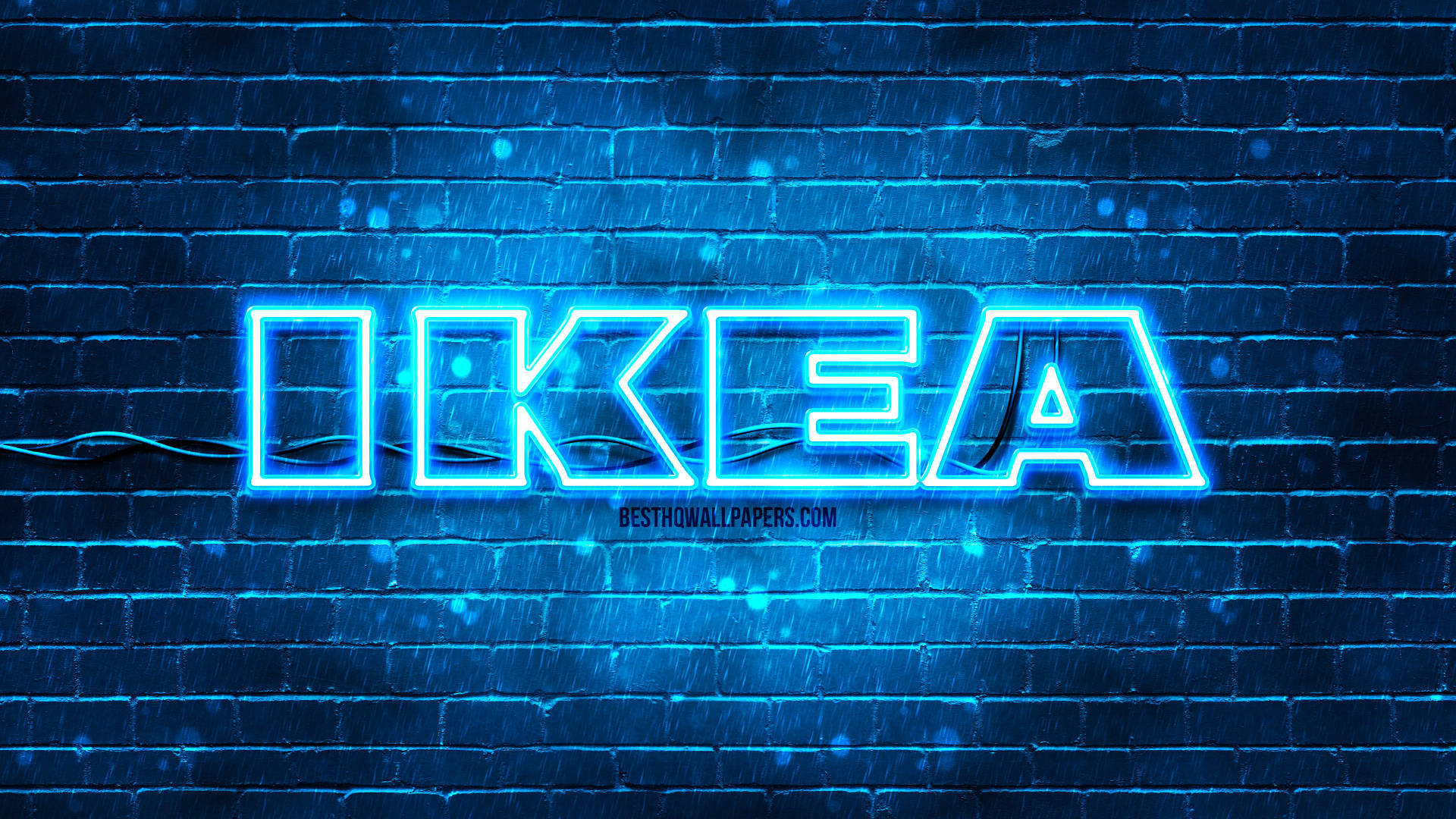 IKEA, blue, neon, Full HD Desktop Wallpaper