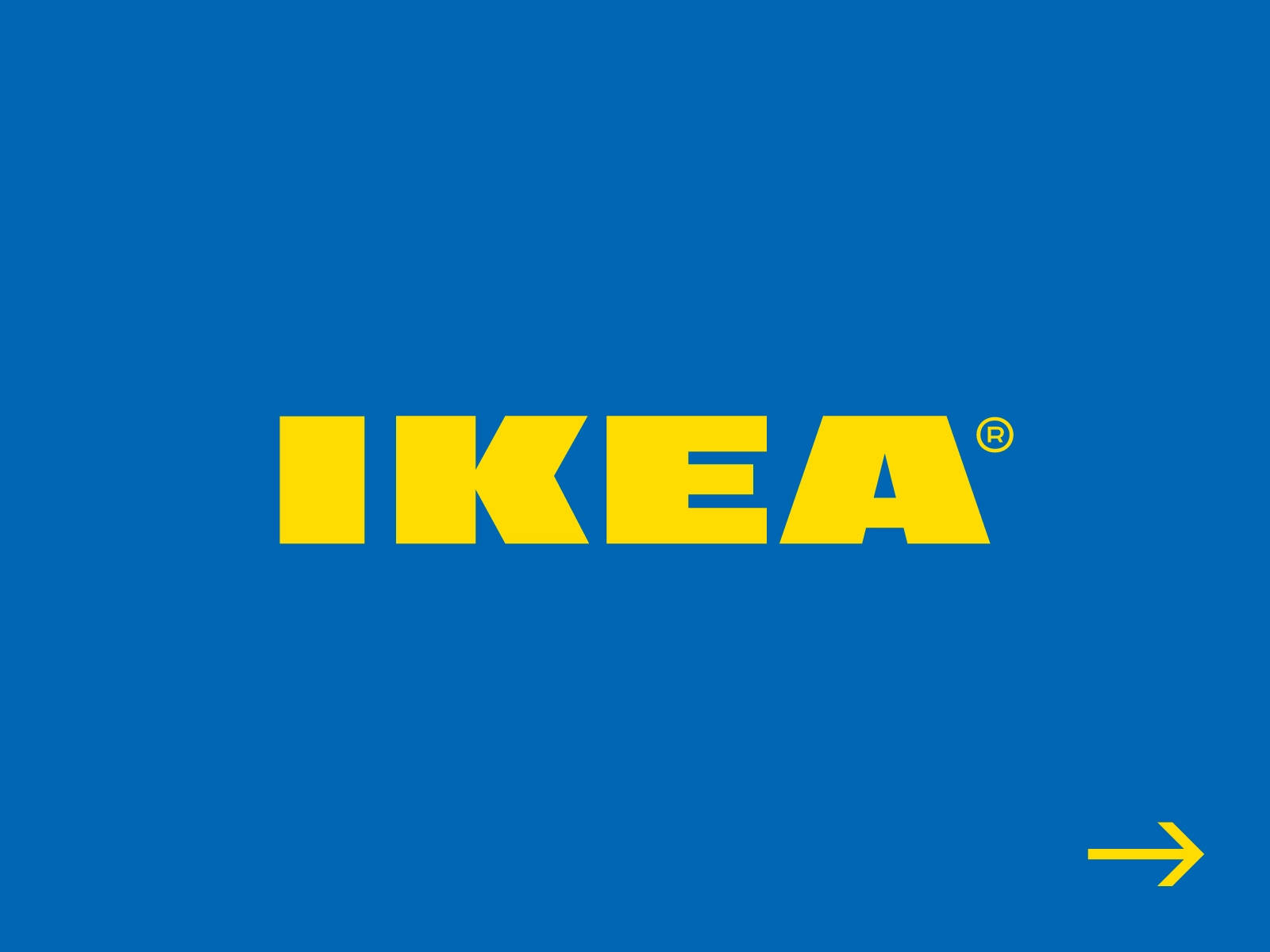 IKEA, yellow IKEA logo, solid blue background, HD Desktop Wallpaper