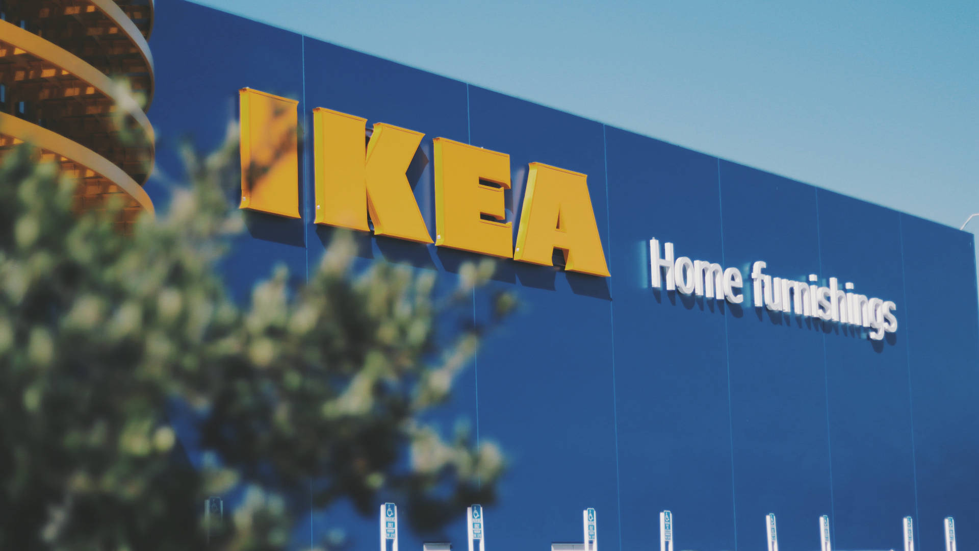 IKEA, yellow IKEA logo, blue storefront, Full HD Desktop Wallpaper