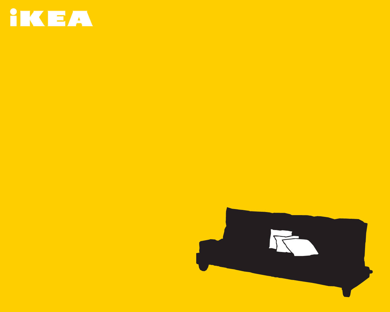 IKEA, yellow background, black sofa silhouette, HD Desktop Wallpaper