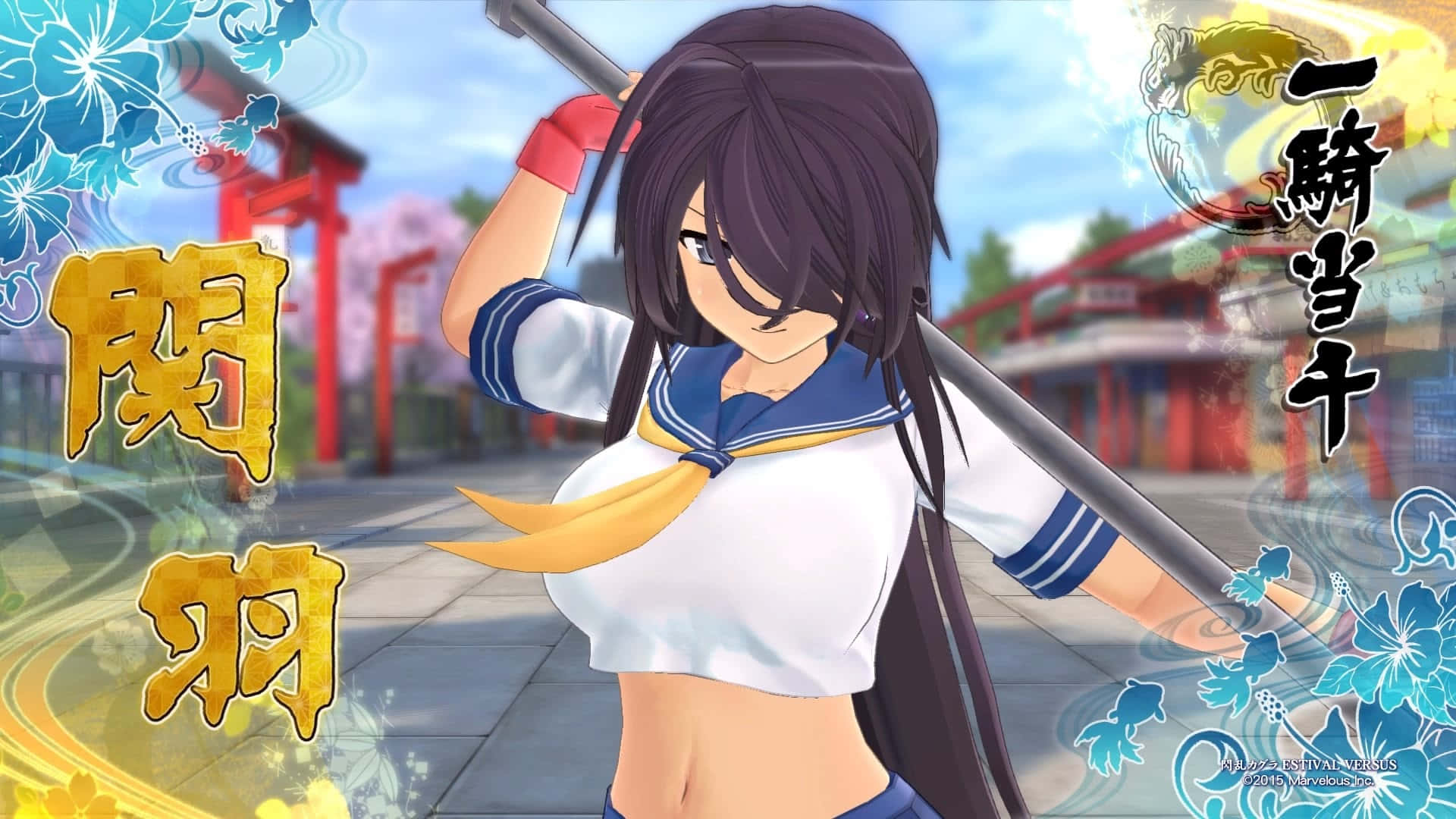 Ikki Tousen, sailor uniform, sword, Full HD Desktop Wallpaper