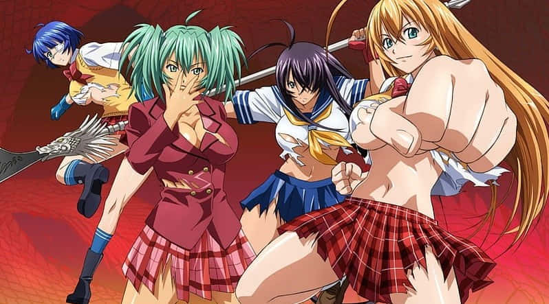 Ikki Tousen, anime girls, school uniforms, SD Desktop Wallpaper