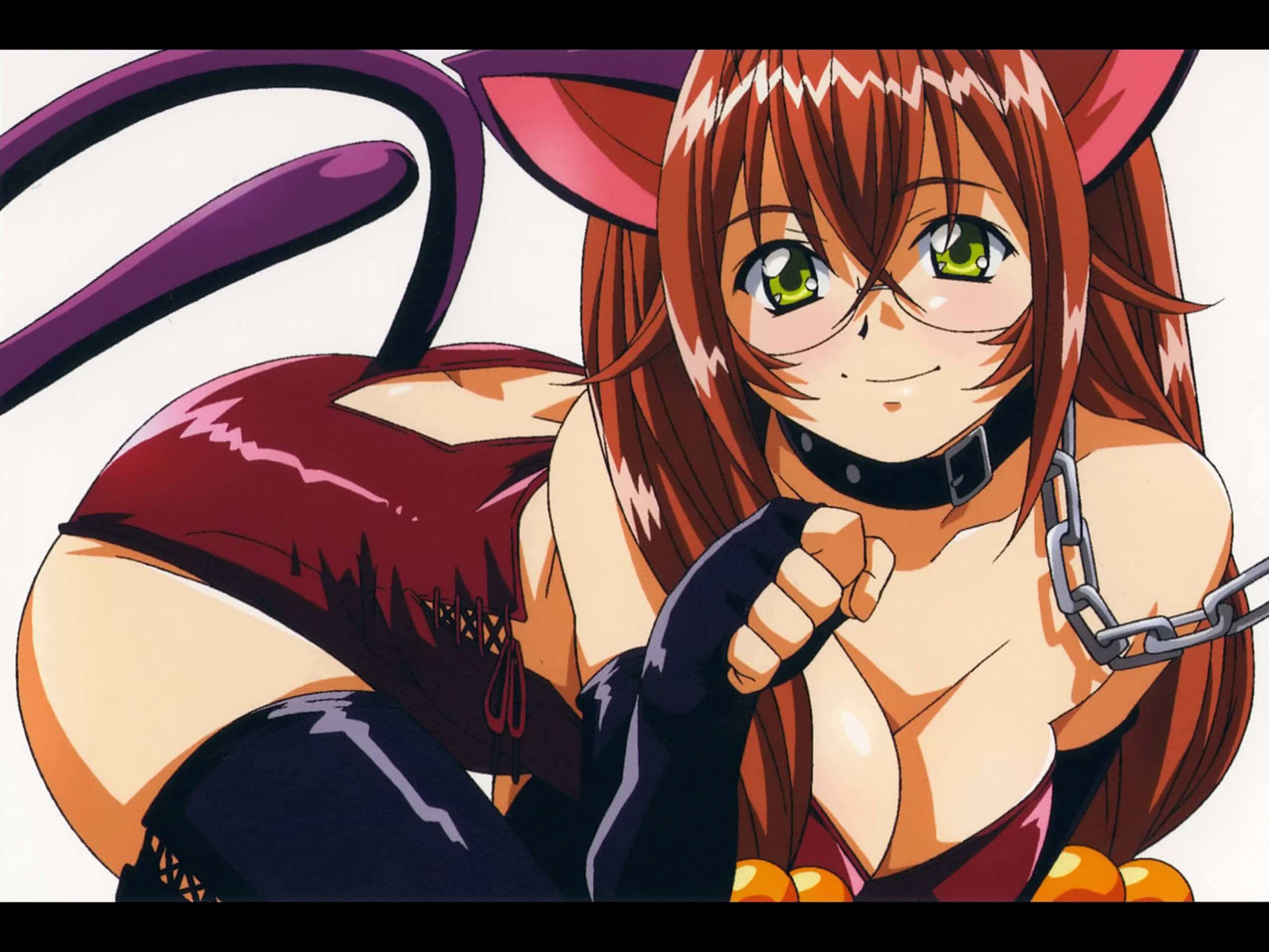 Ikki Tousen, cat ears, tail, 2K Desktop Wallpaper
