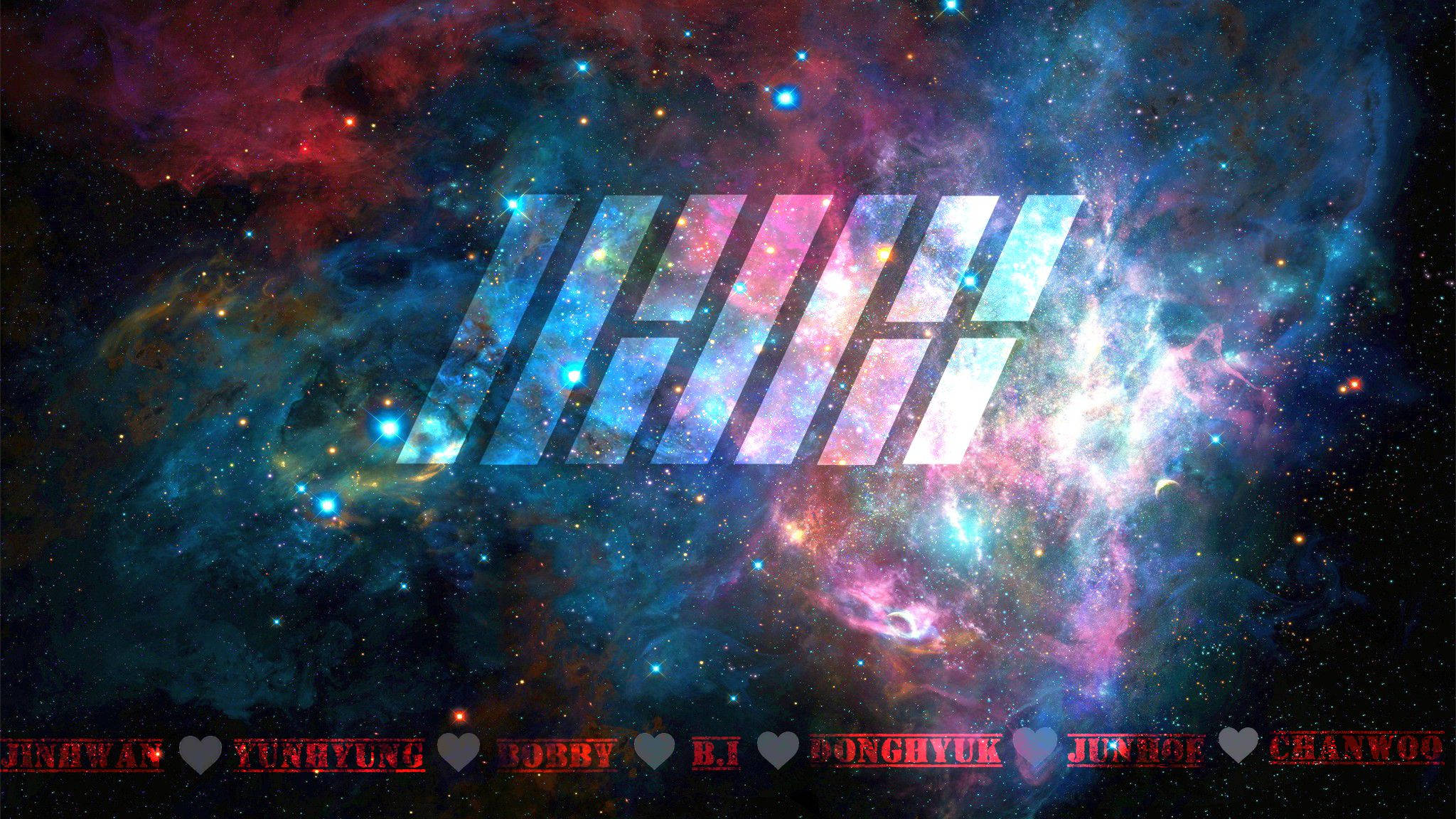 IKon, cosmic nebula, swirling blues pinks and reds, Full HD Desktop Wallpaper