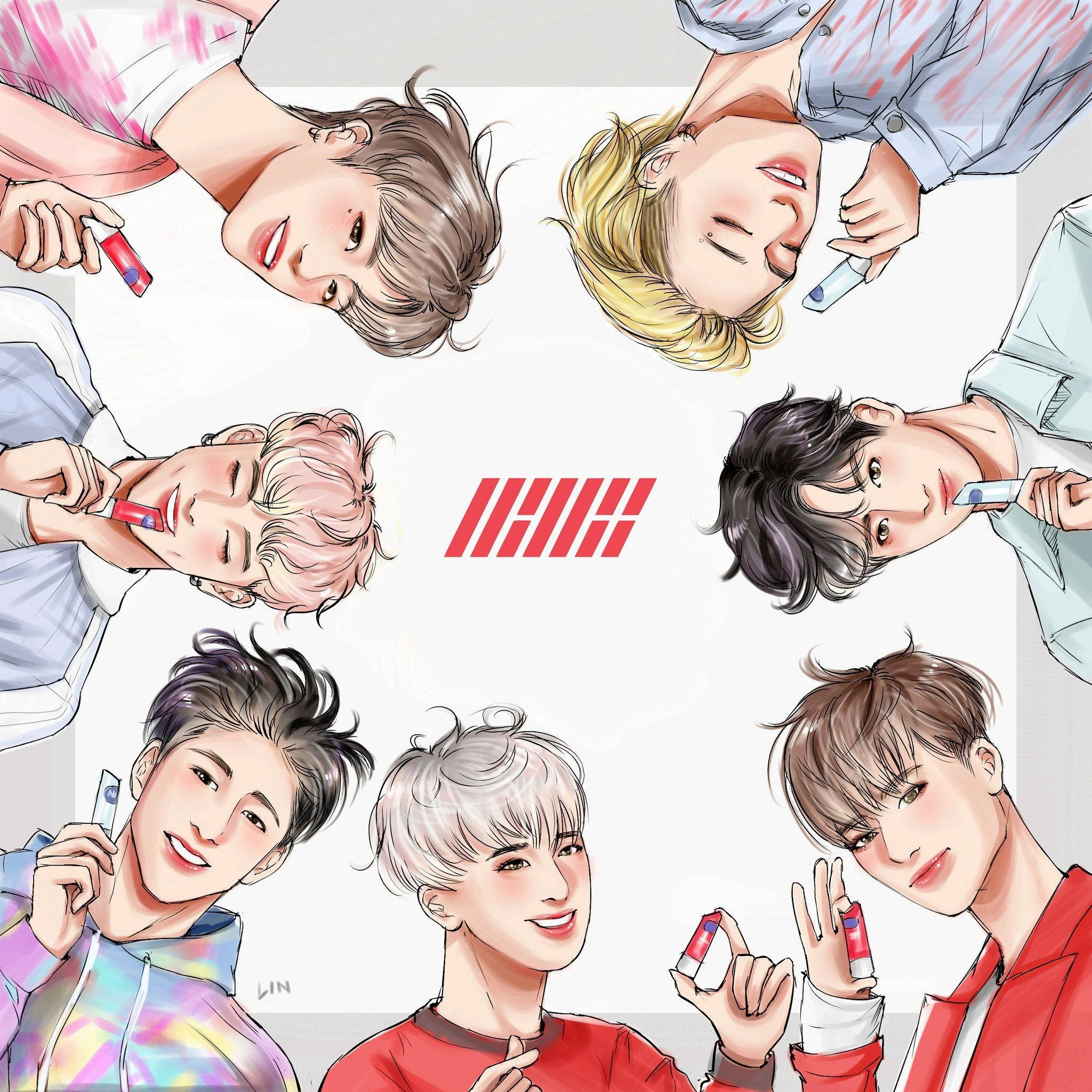 IKon, K-pop idols, lip glosses, Full HD Desktop Wallpaper