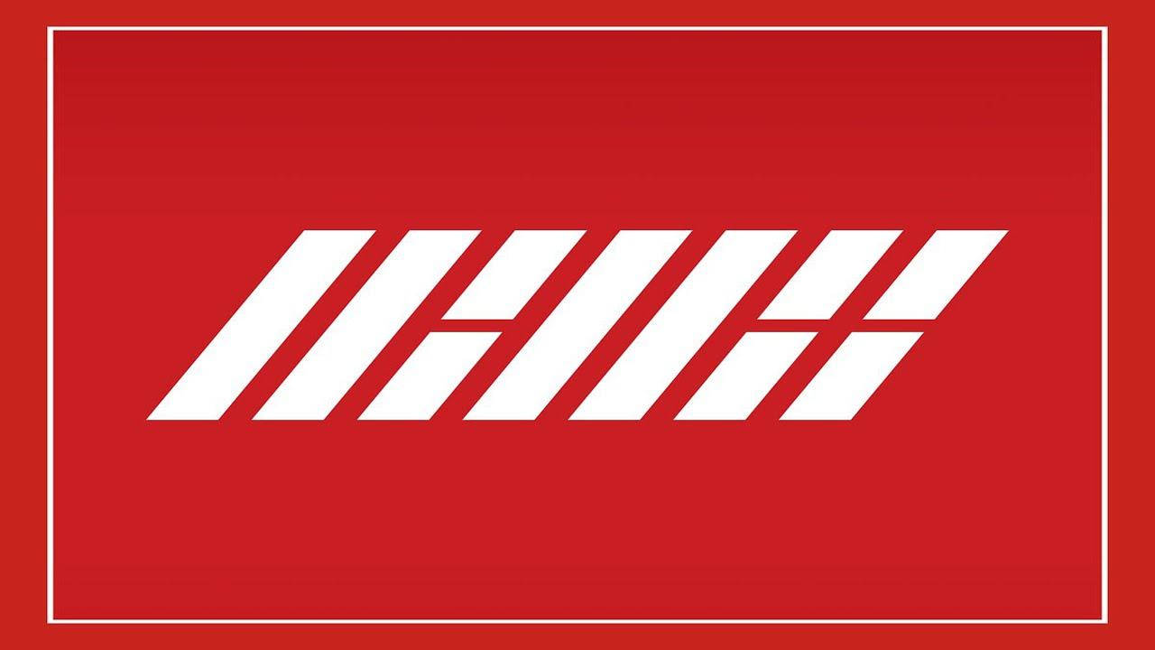 Ikon, Red Logo, white geometric logo stripes, HD Desktop Wallpaper