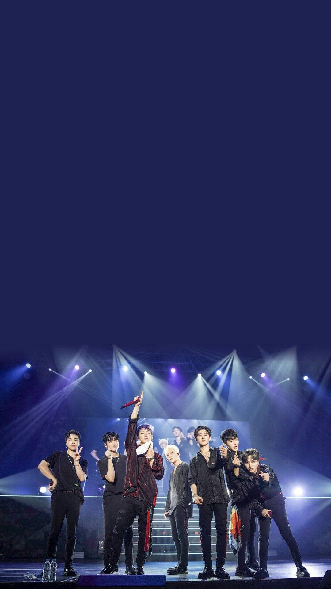 IKon, concert stage, black outfits, Full HD Phone Wallpaper